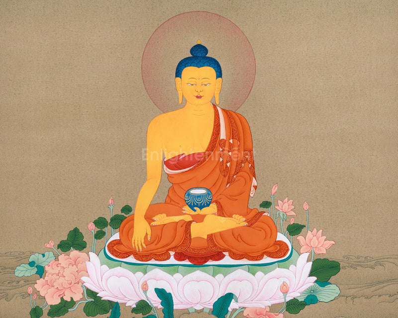 Dhyani Buddha Shakyamuni Meditation Thangka | Tibetan Buddhist Artwork