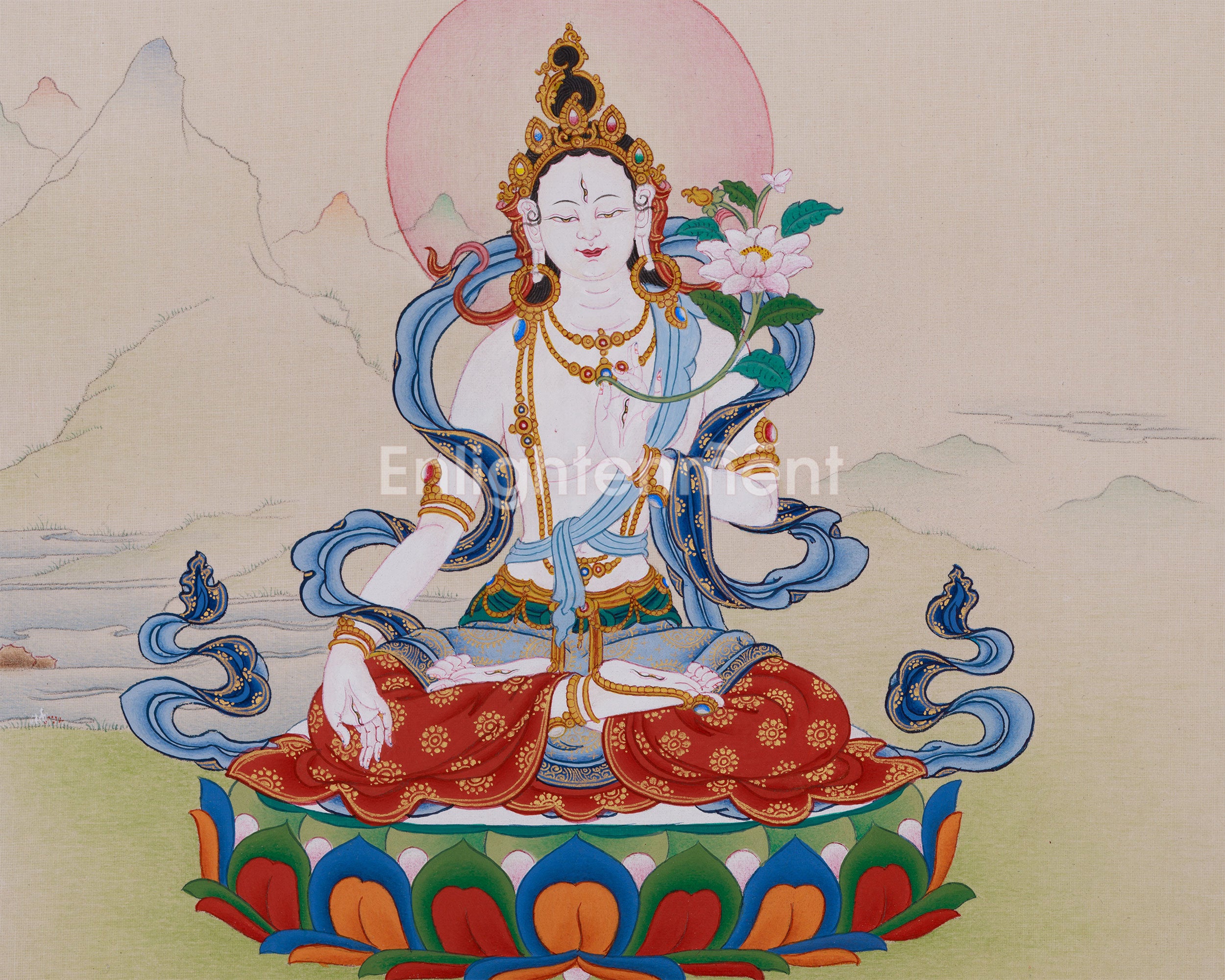 Thangka of White Tara, Goddess of Longevity | A Sacred Symbol of Peace and Health