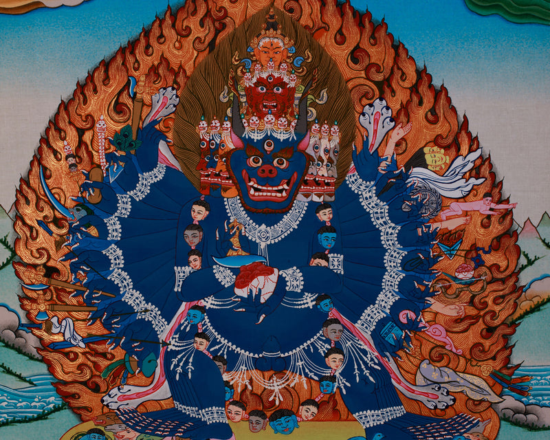 Wrathful Yamantaka Thangka | Tibetan Buddhist Protector