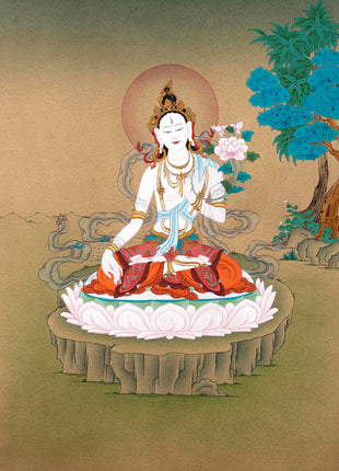 Large White Tara Thangka | Traditional Buddhist Art