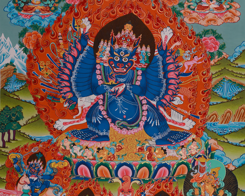 Wrathful Yidam Yamantaka Thangka | The Conqueror of Death | Traditional Tibetan Vajrayana Art