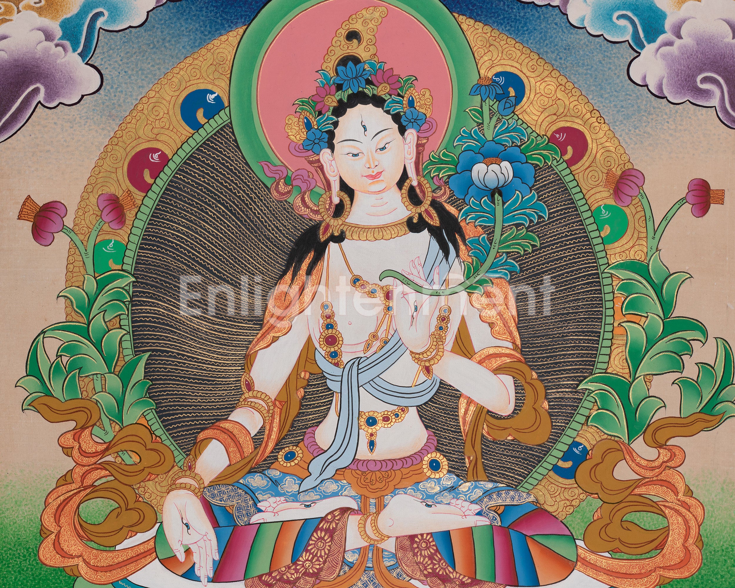 The White Tara Buddha Thangka Painting | Divine Feminine Energy | Meditation Decor