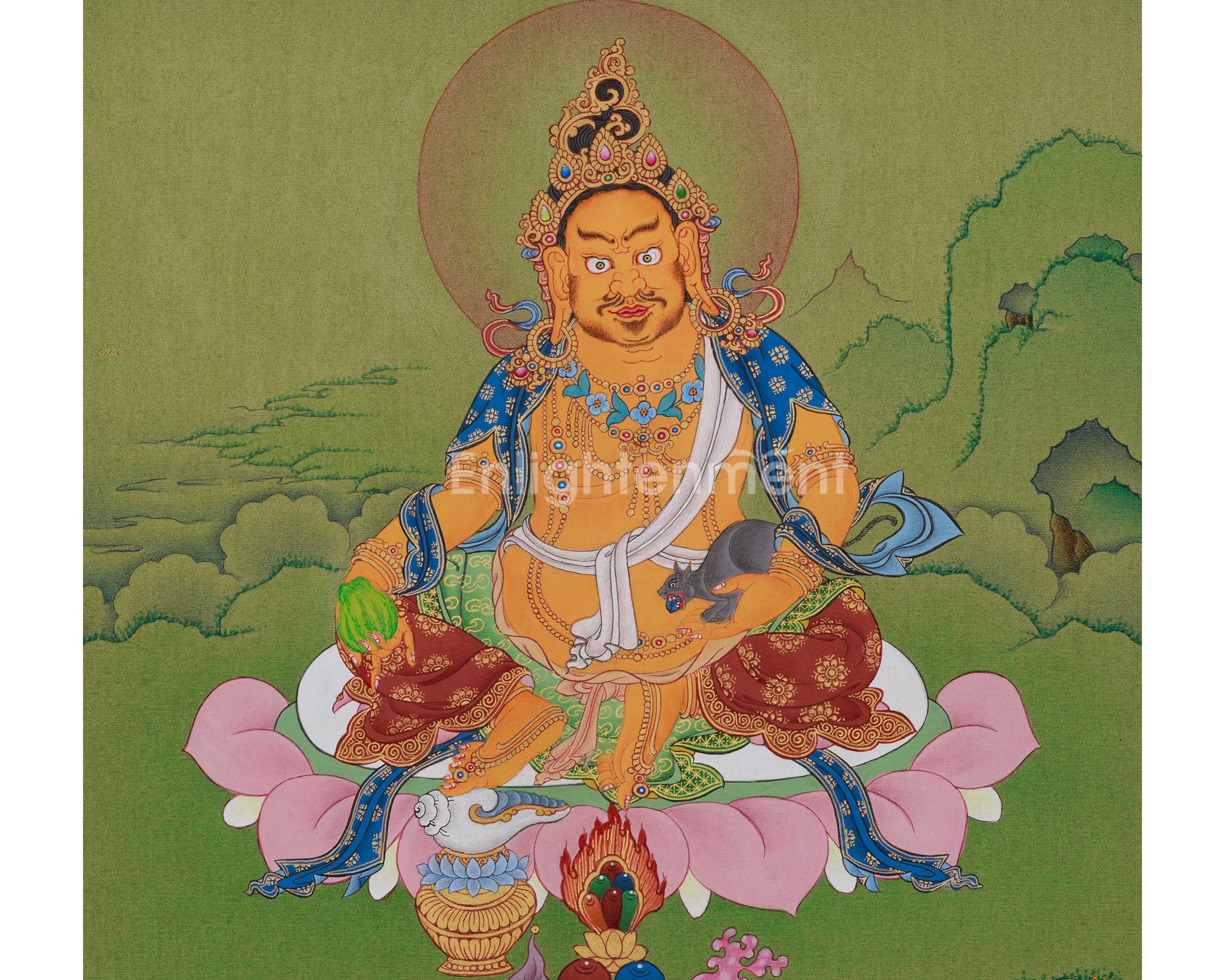 Wealth Deity Dzambhala Art | Guardian of Prosperity | Spiritual Abundance Thangka