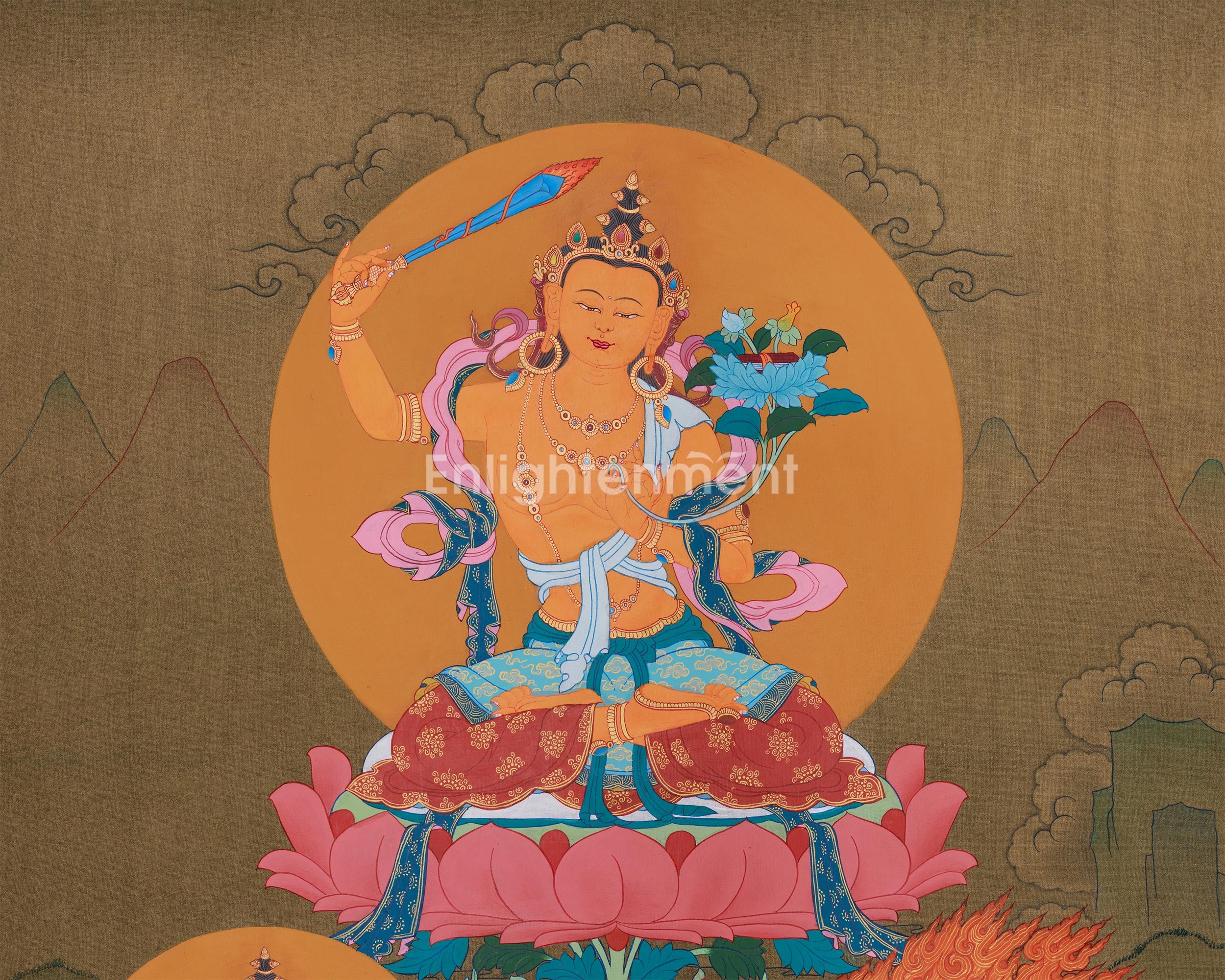 Three Tibetan Bodhisattvas: Manjushri, Chenrezig, and Vajrapani | Buddhist Altar
