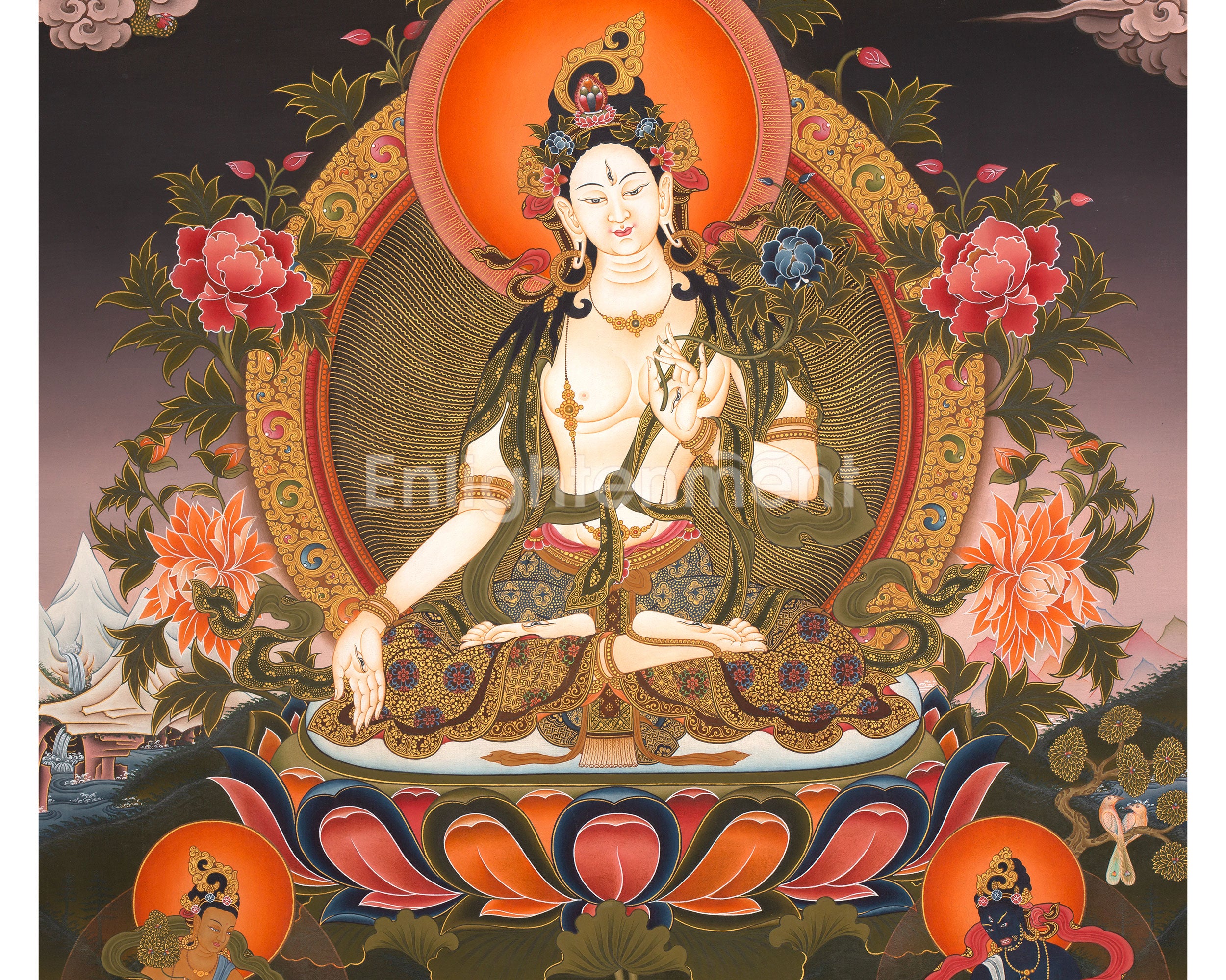 Female Bodhisattva White Tara Thangka | The Goddess of Compassion and Long Life