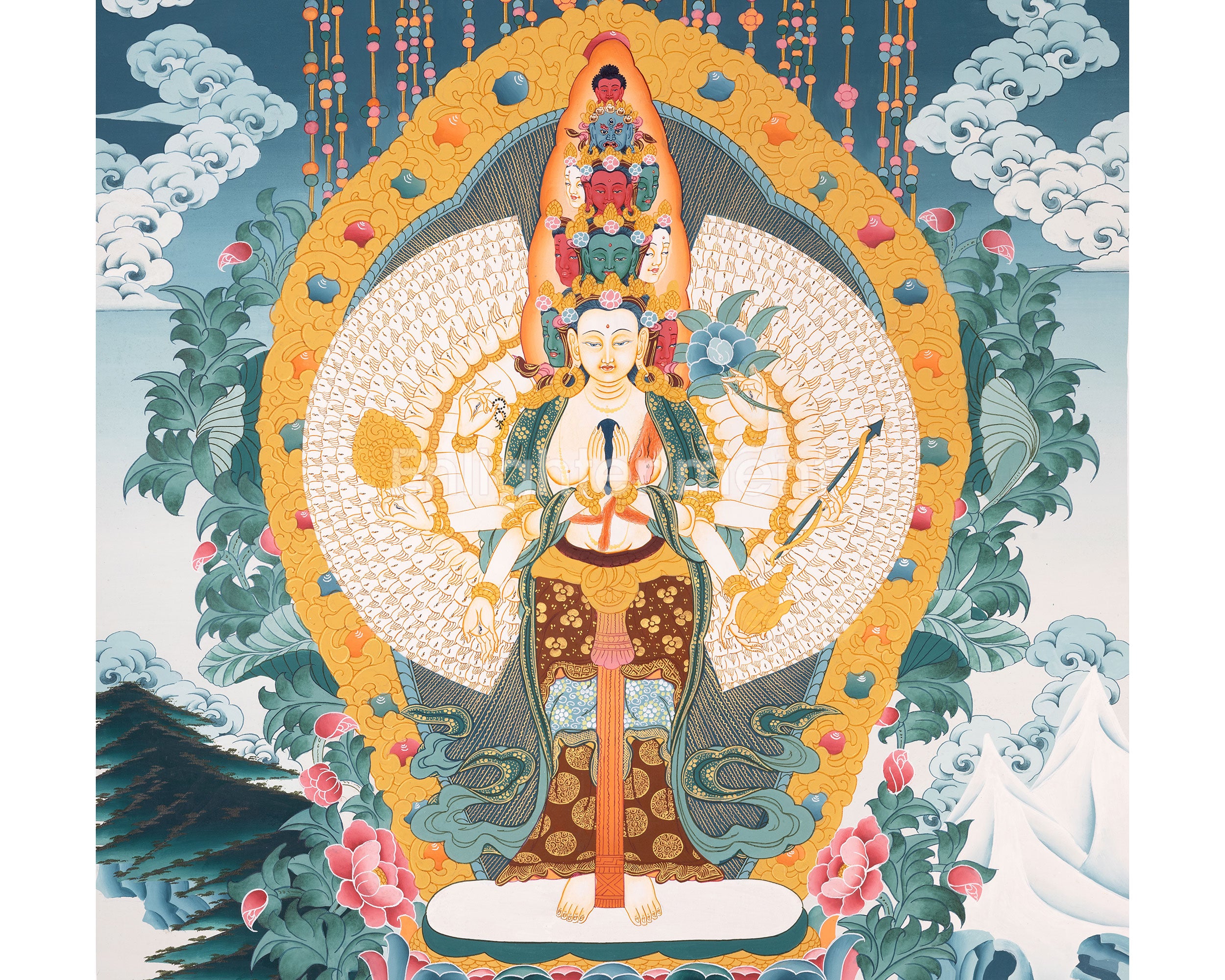 1000 Armed Avalokitsevara | Religious Buddhist Thangka | Wall Decors