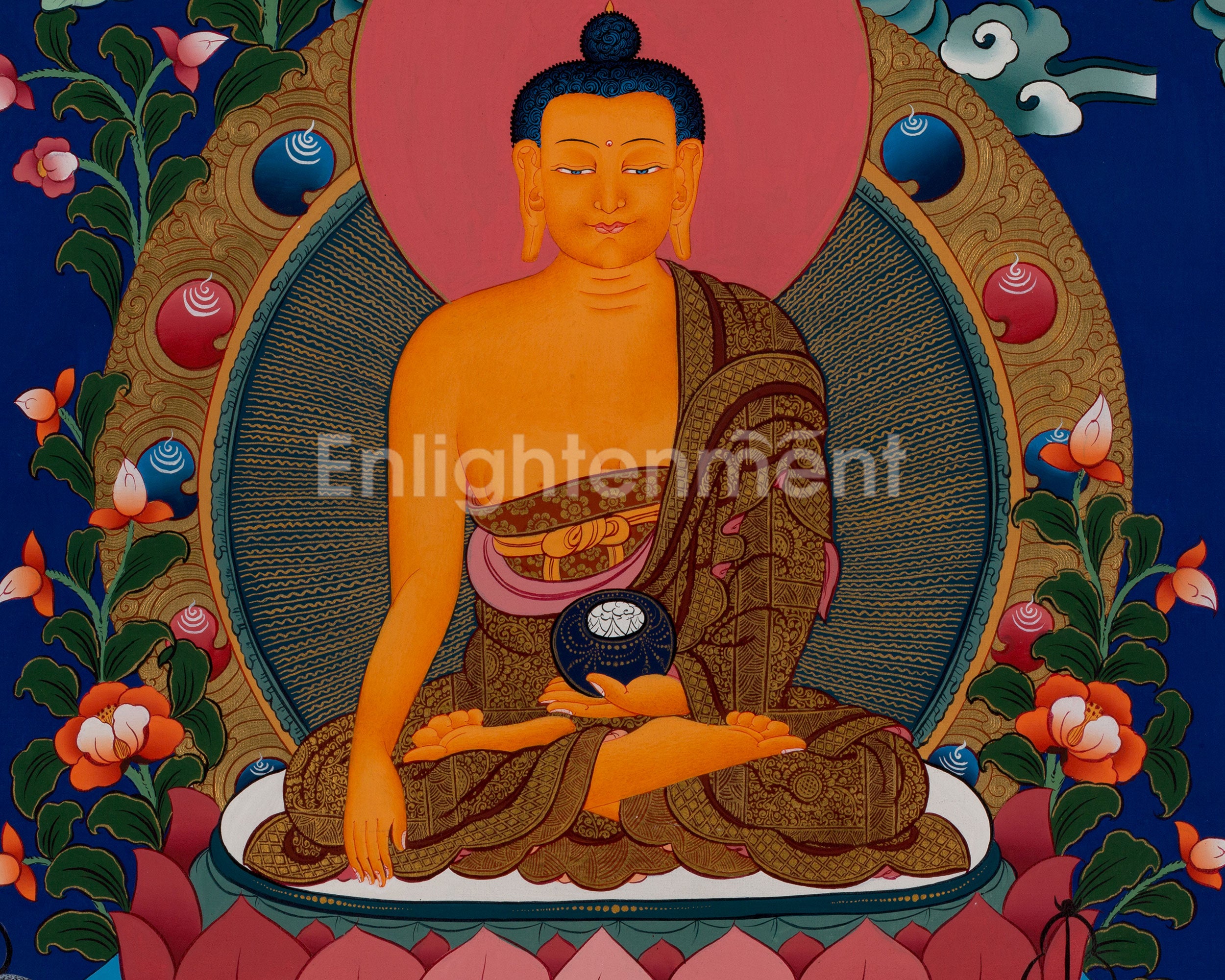 Buddha With Disciples Thangka | Traditional Tibetan Art