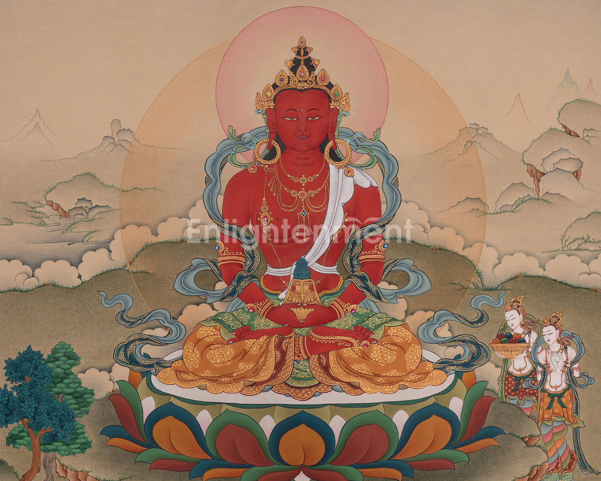 Sacred Amitayus Buddha Thangka | Infinite or Measureless Life Deity