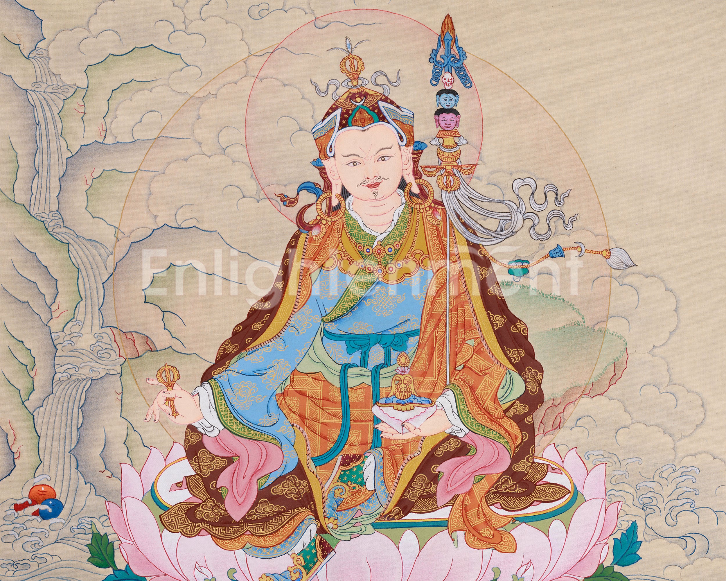 Hand-Painted Spiritual Leader, Guru Padmasambhava | The Lotus Guru of Protection
