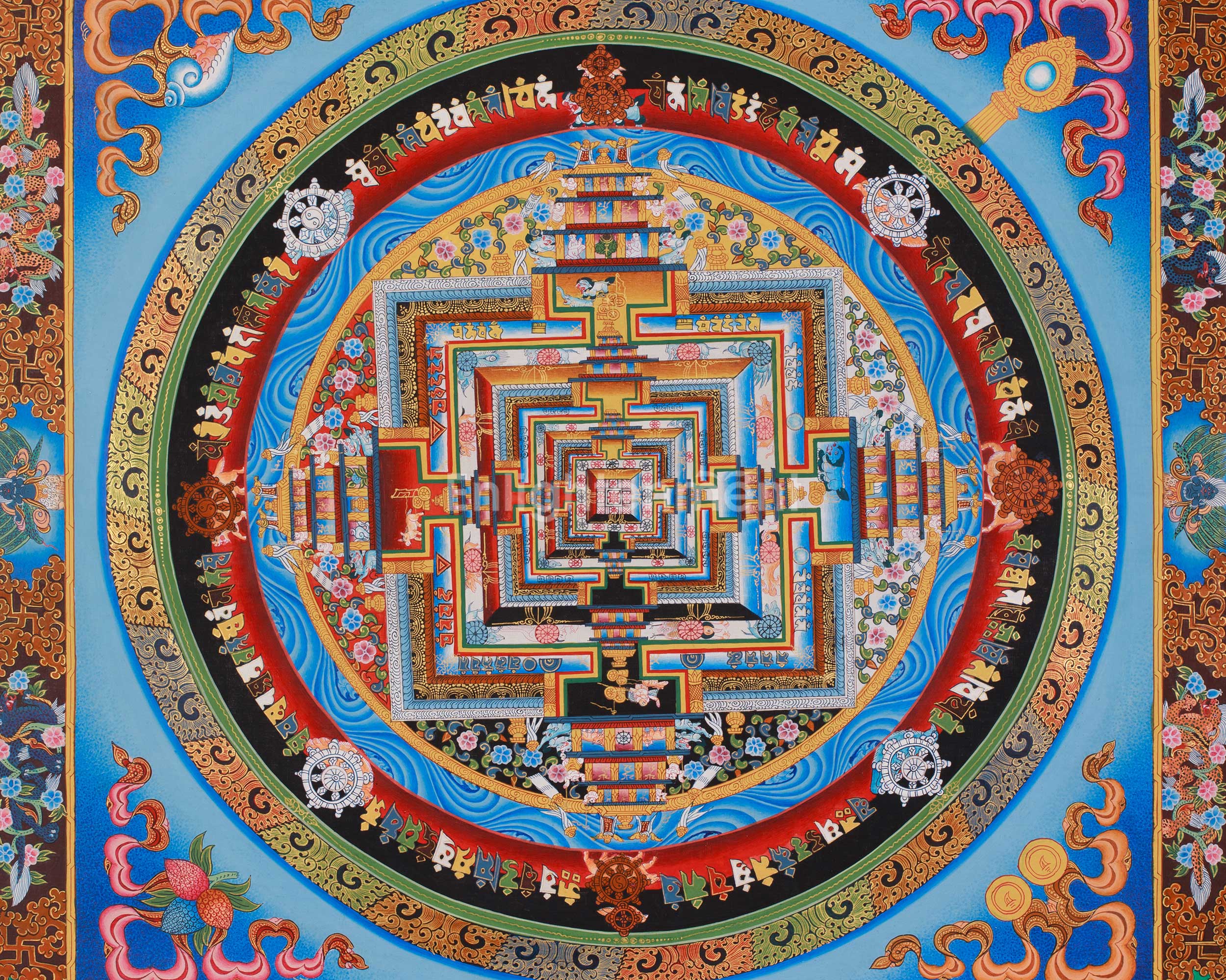 Himalayan Thangka of Kalachakra Mandala | Tibetan Art