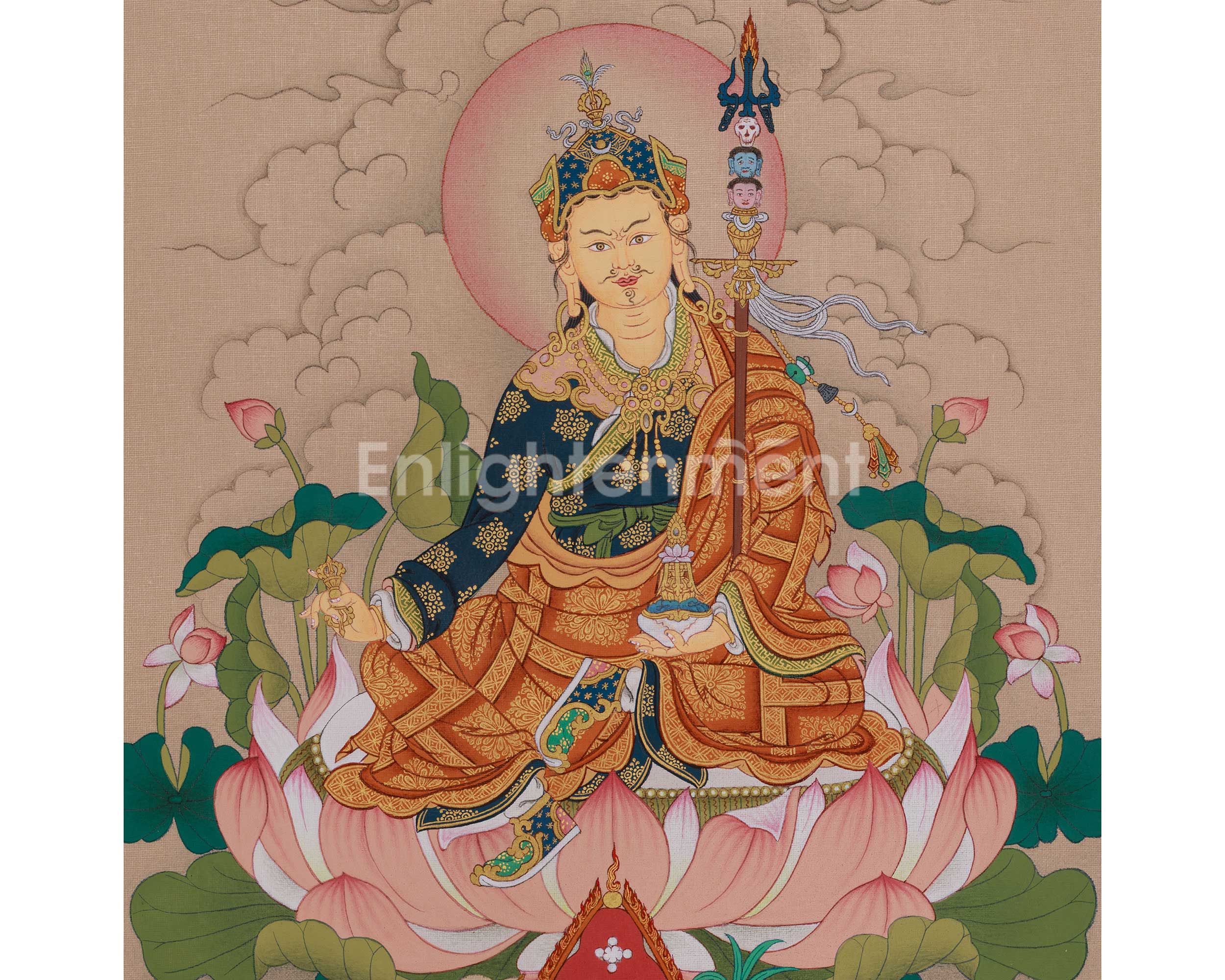 Vajrayana Guru Rinpoche Art | The Lotus Born Master | Padmasambhava Thangka