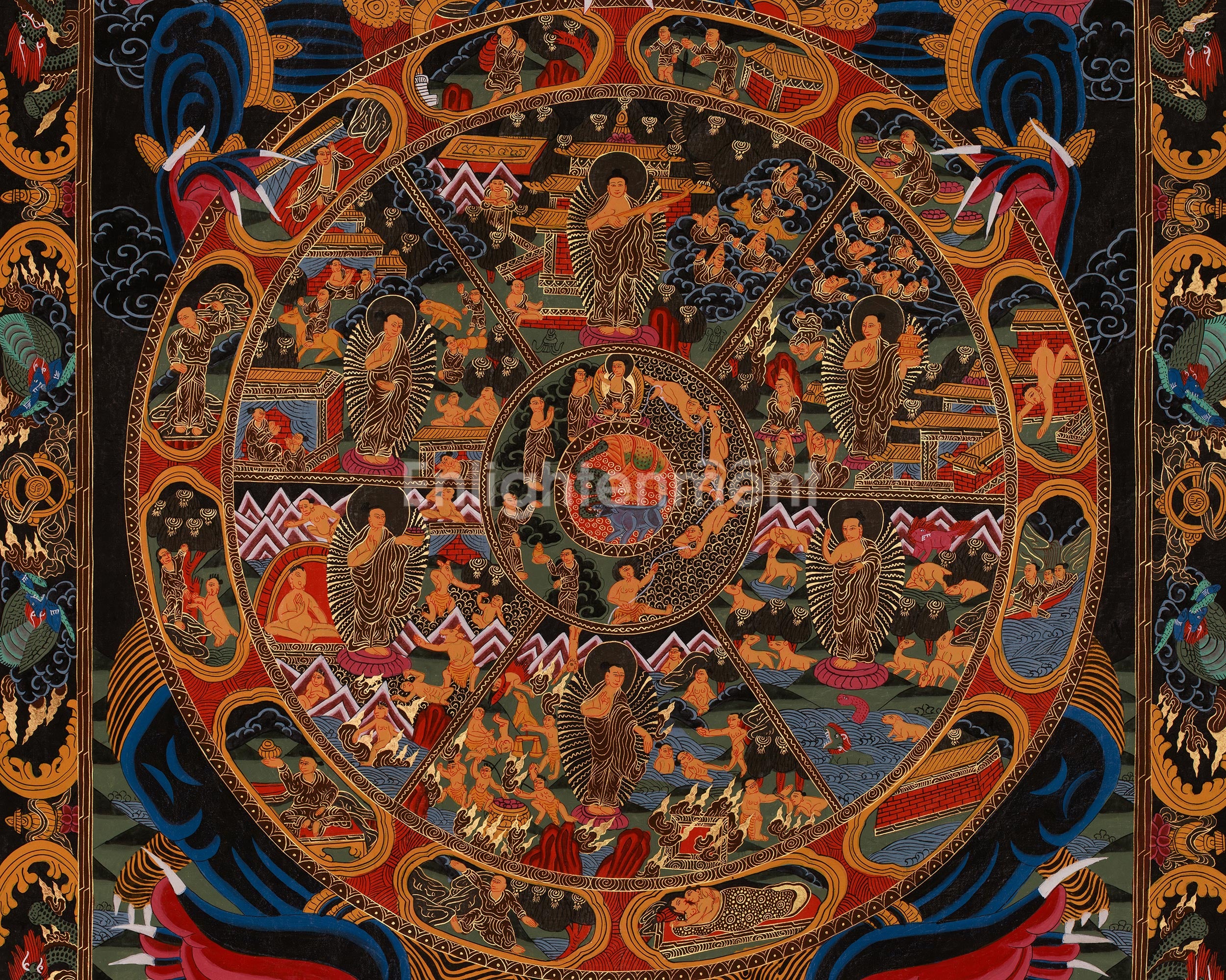 Himalayan Wheel of Life Thangka | A Visual Journey Through Karma, Rebirth, and Liberation