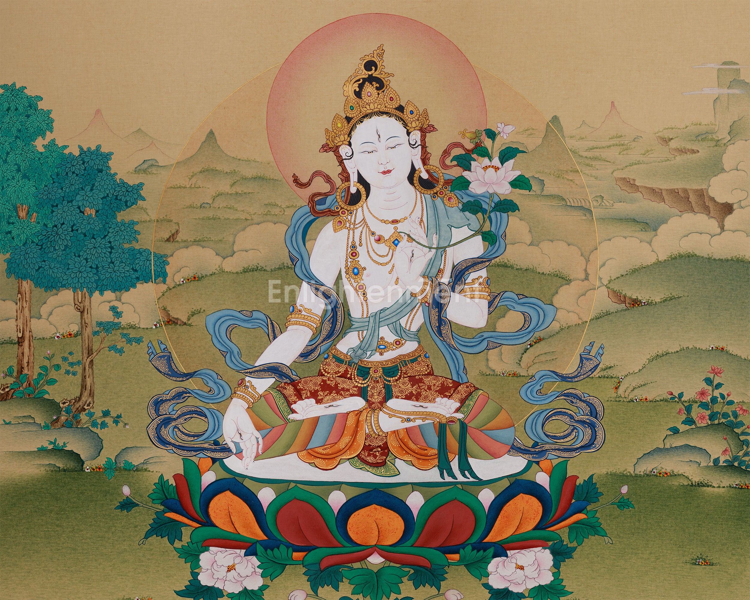 Seven Eyes Goddess, White Tara Thangka | Karma Gardi's Masterpiece