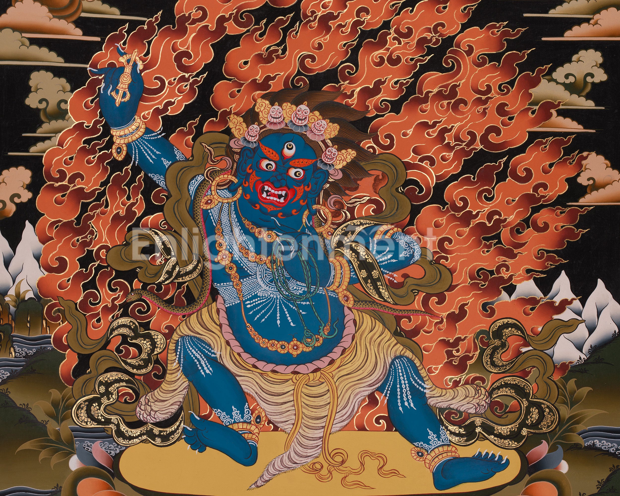 Traditional Three Bodhisattvas: Vajrapani with Manjushri and Avalokiteshvara