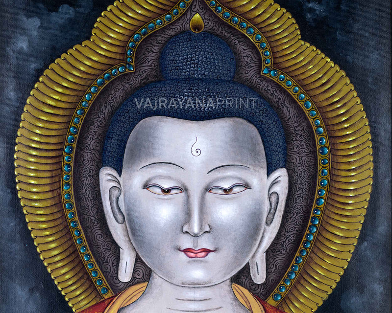 Newari Paubha Giccle Print To Practice Vairocana Buddha Mantra | One Of Five Dhyani Buddha Wall Hanging