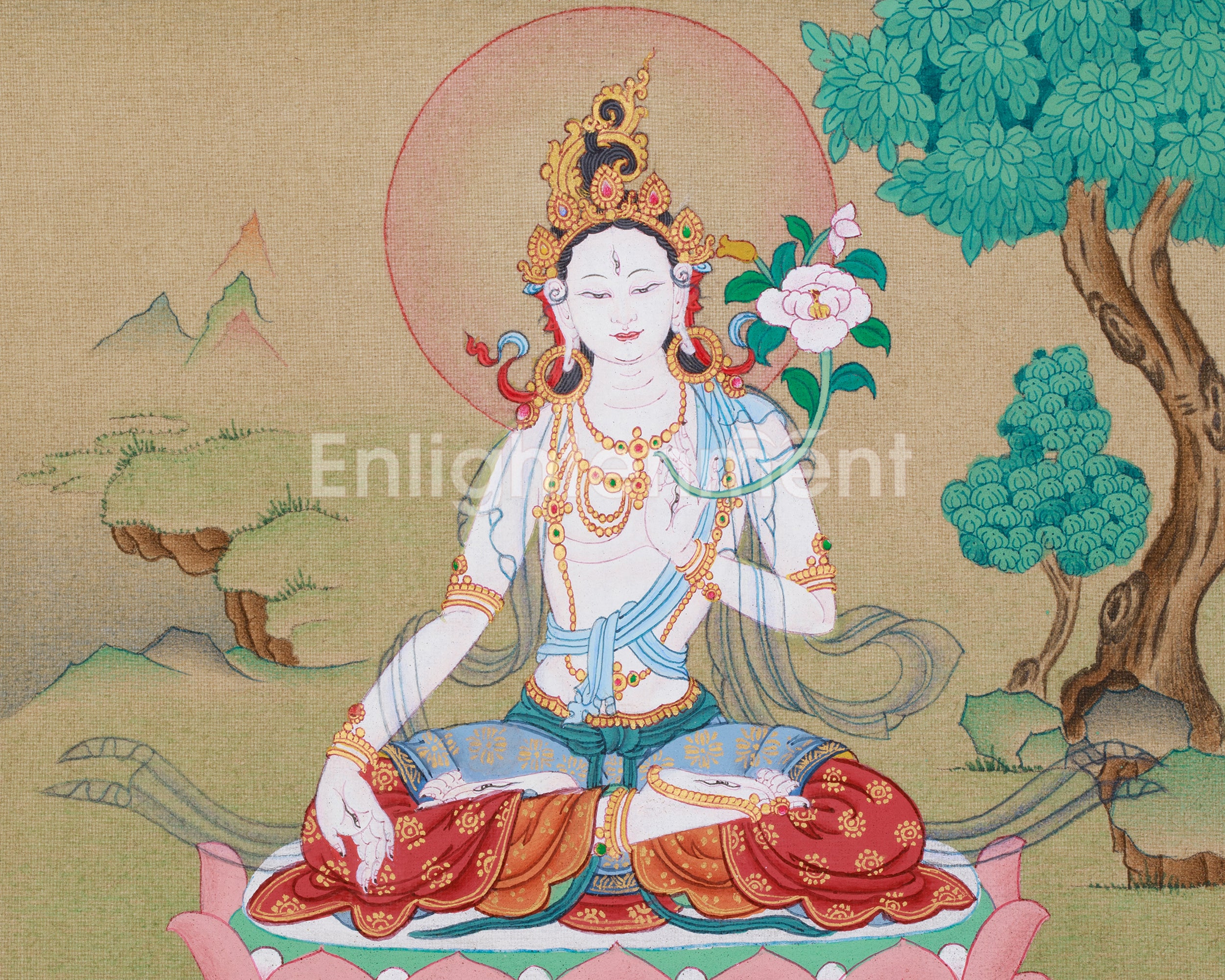 Traditional Thangka of Seven Eye White Tara | Goddess of Healing