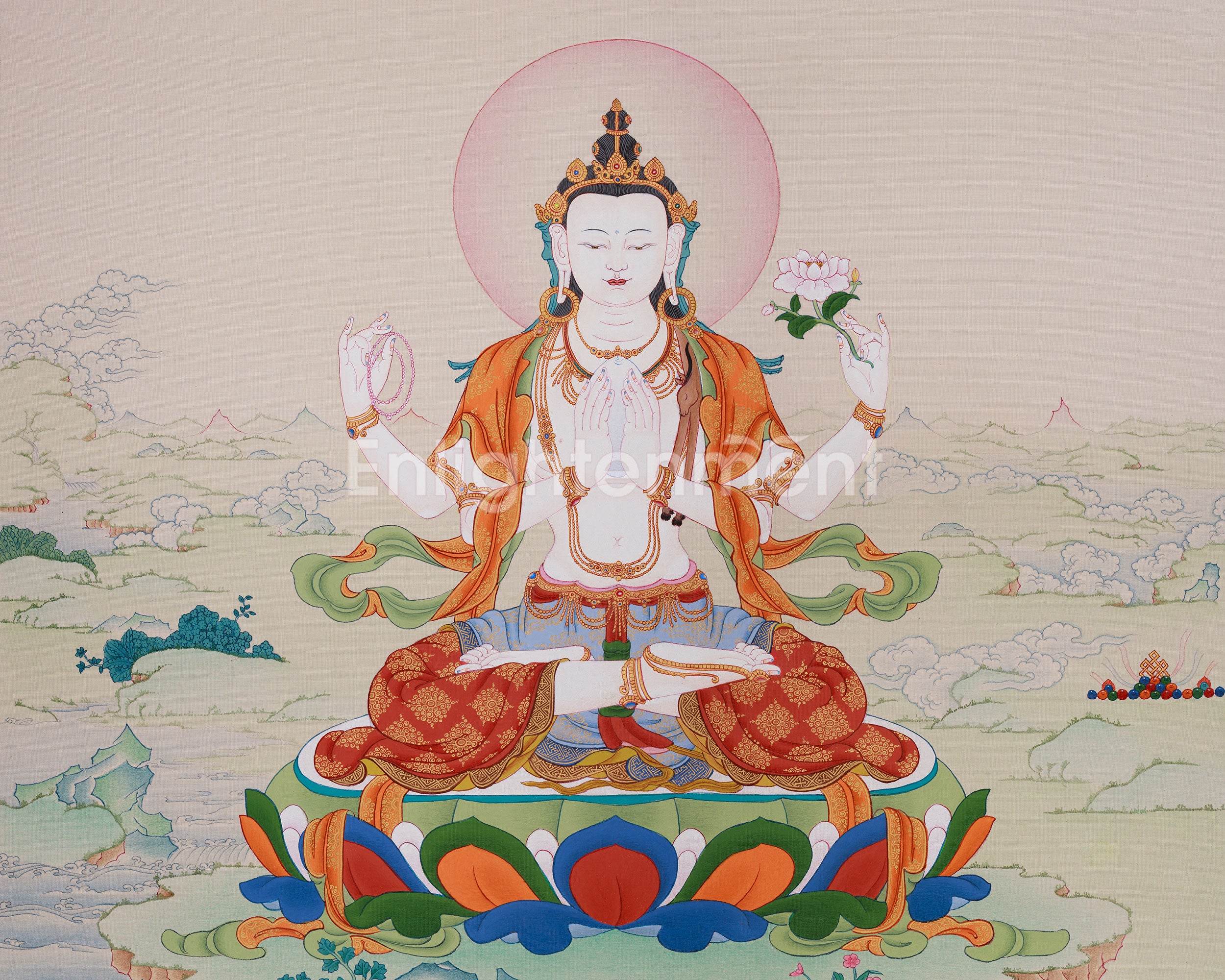 Universal Compassion Thangka of Avalokiteshvara | Chenrezig Thangka
