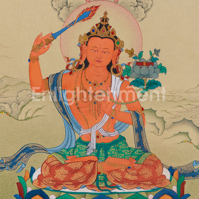 Traditional Manjushri With Mitrupa Thangka | A Gateway to Insight