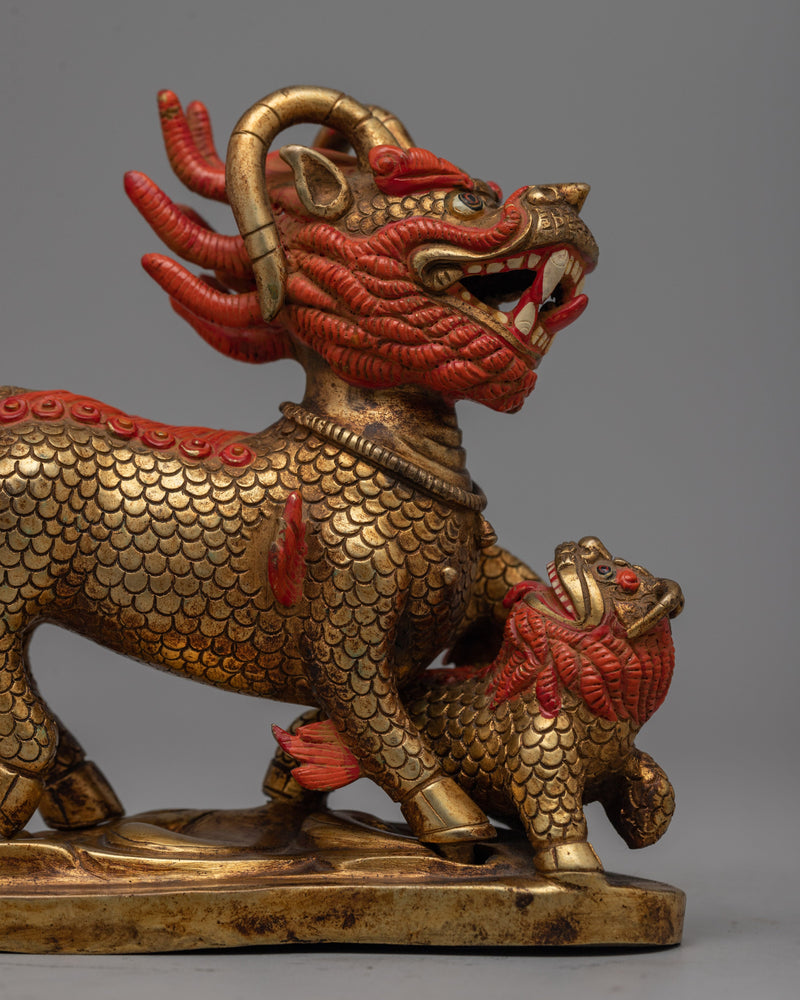 Chi Lin/Qilin Kylin Statue | Handcrafted Feng Shui Decor for Abundance and Protection