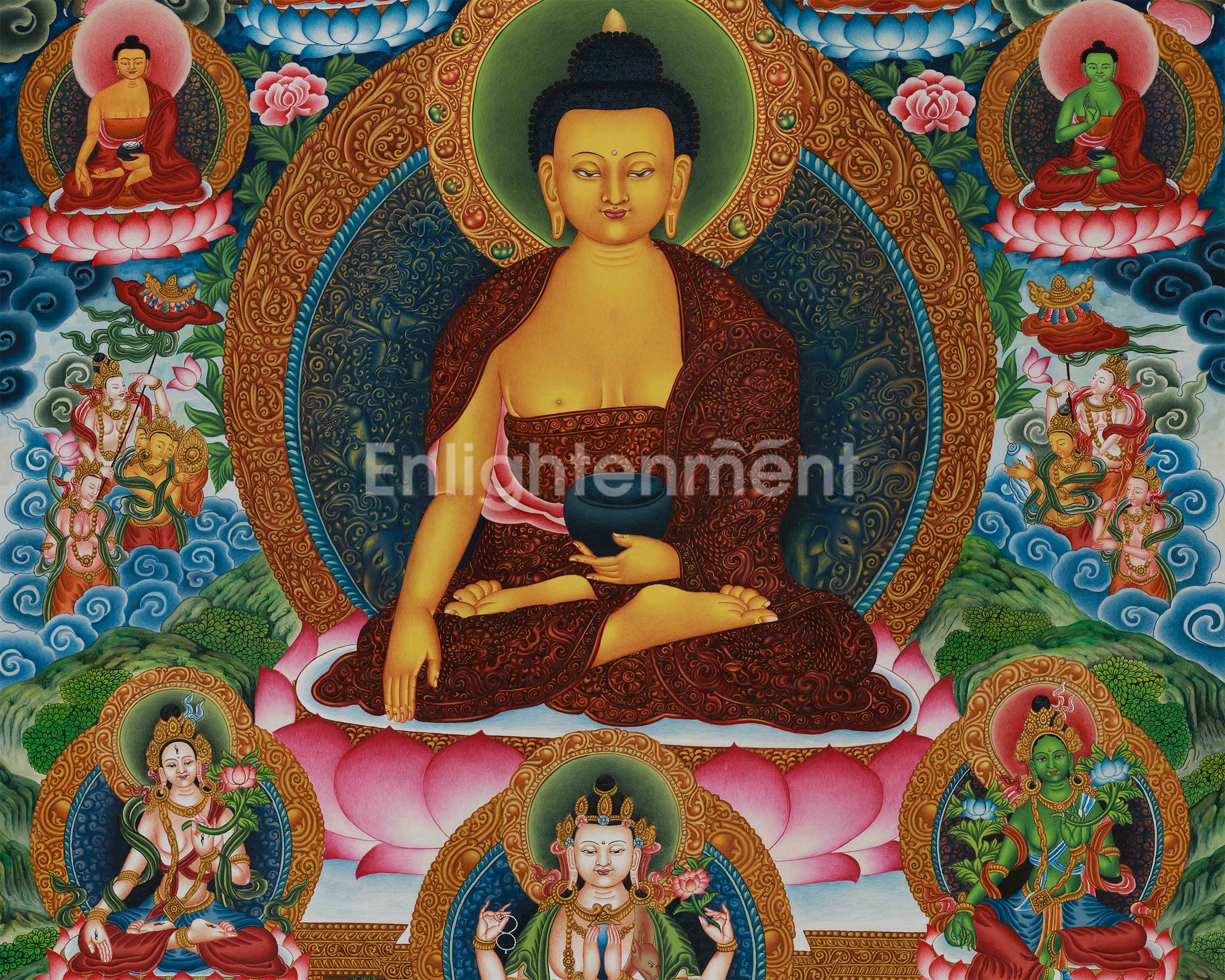 Tibetan Buddha Shakyamuni Artistry | Enlightenment & Dharma Painting for Sacred Spaces