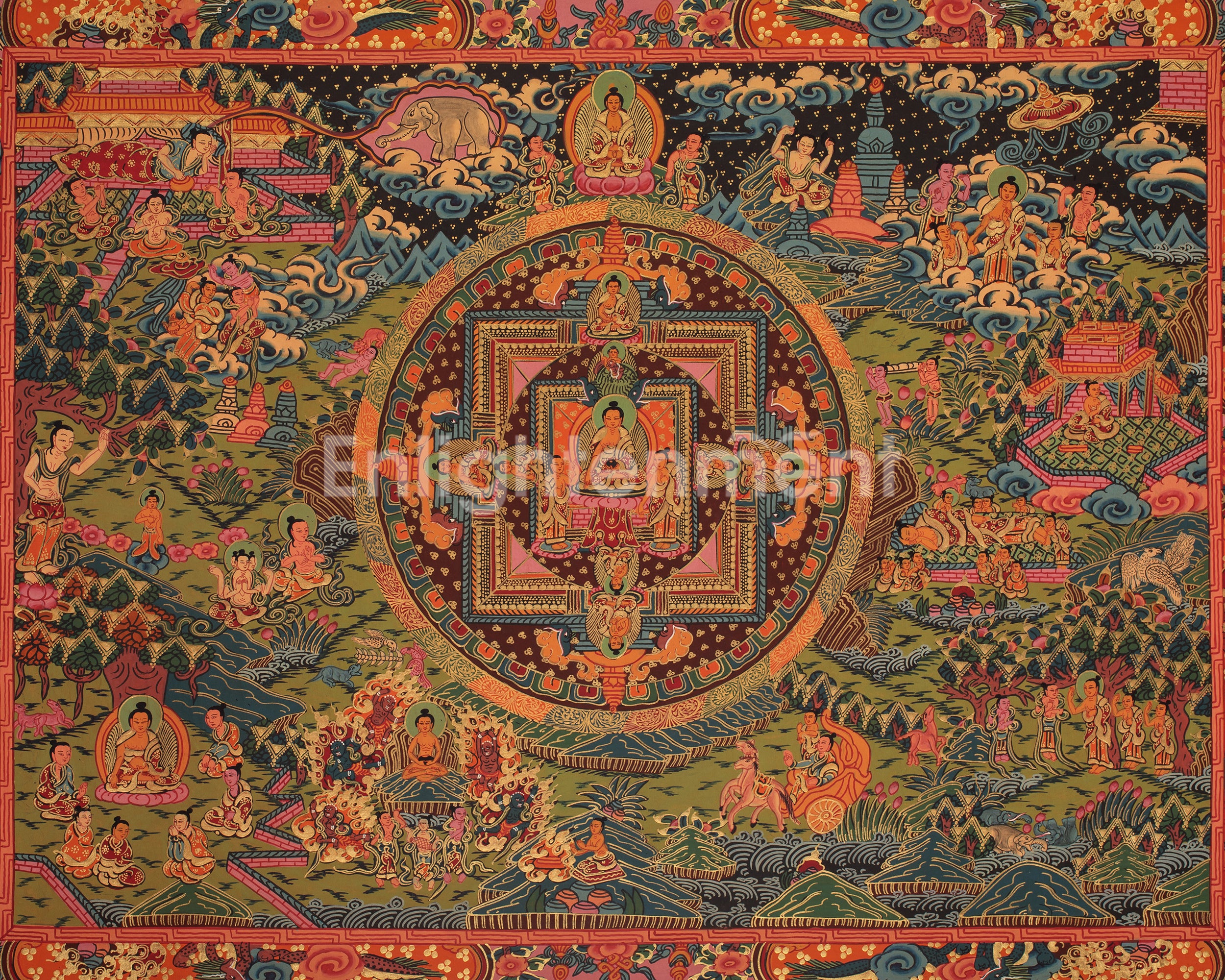 Authentic Buddha Life Story Thangka | Shakyamuni Buddha’s Path to Enlightenment