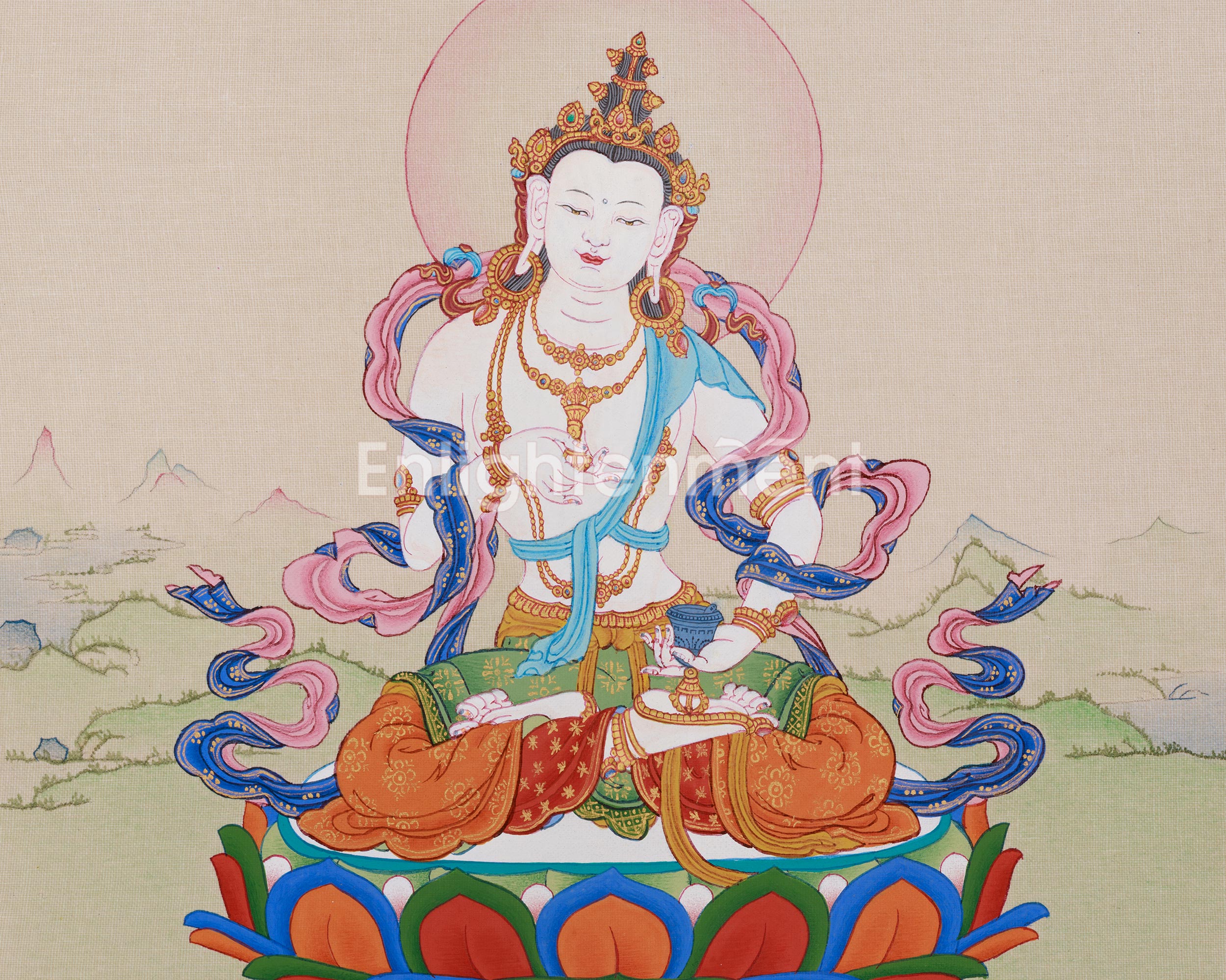 Handmade Vajrasattva Thangka | The Bodhisattva of Purification and Spiritual Transformation