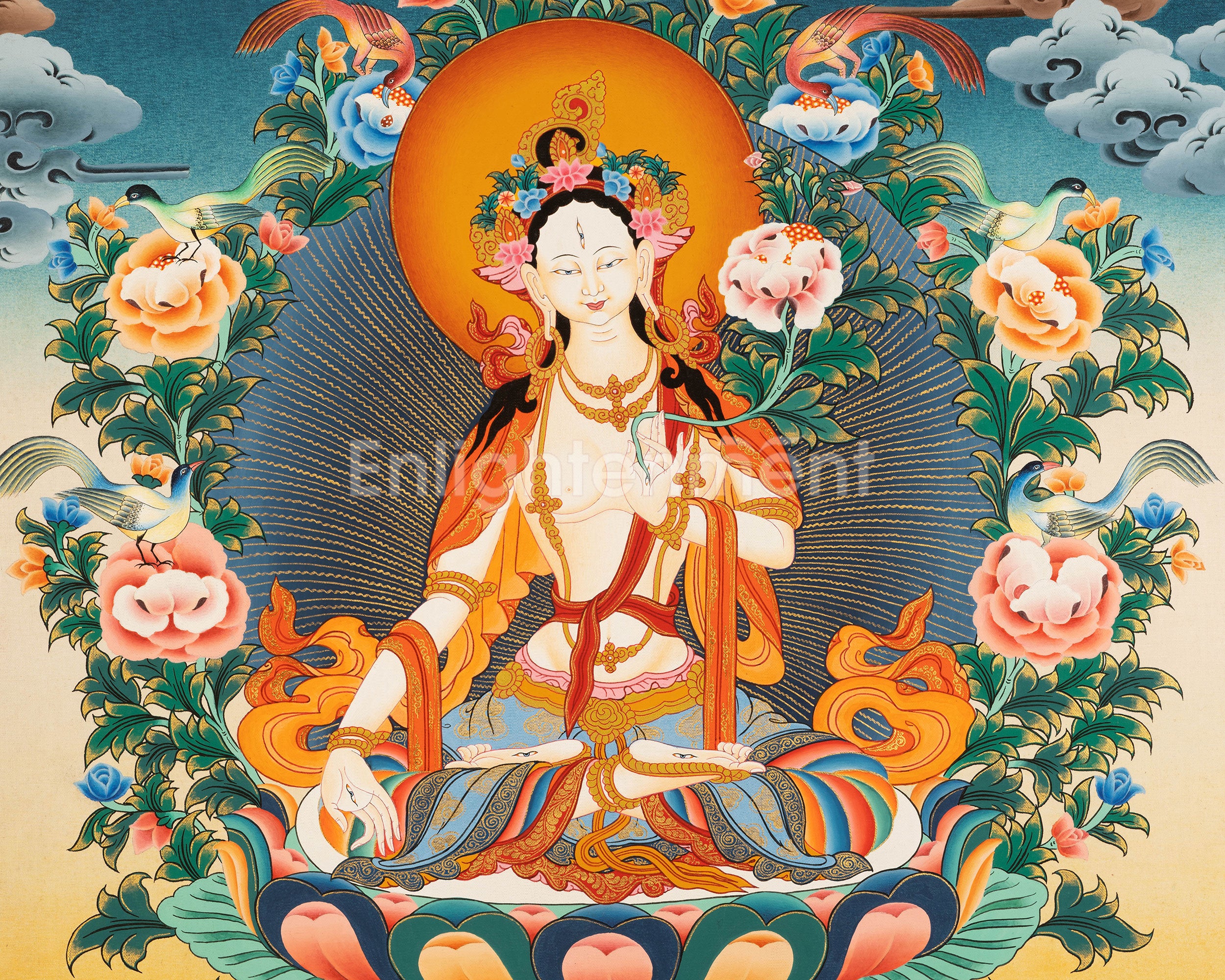 Tibetan White Tara Artwork | Sacred Goddess of Healing and Compassion