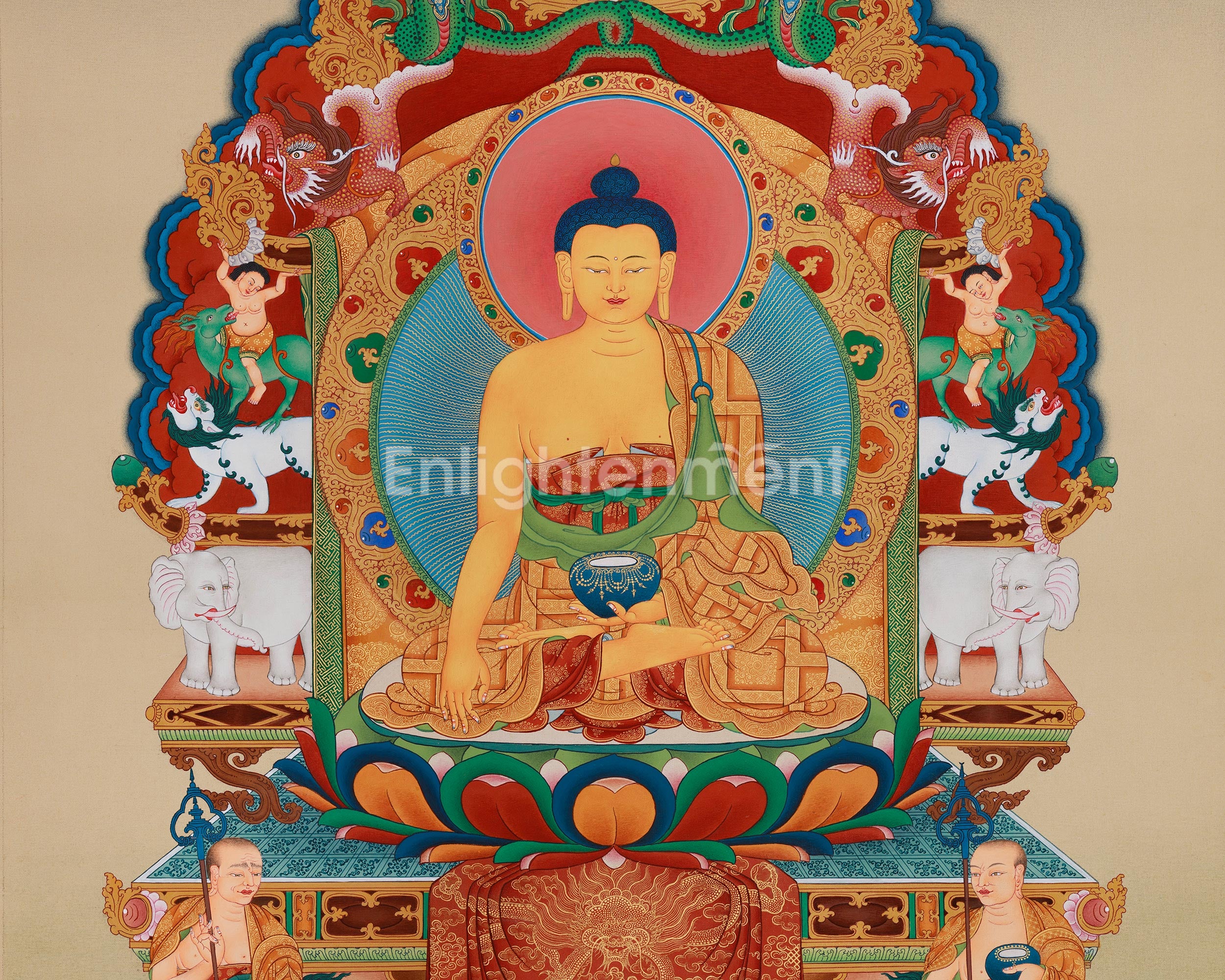 Shakyamuni Buddha With Disciples Art | The Historical Buddha