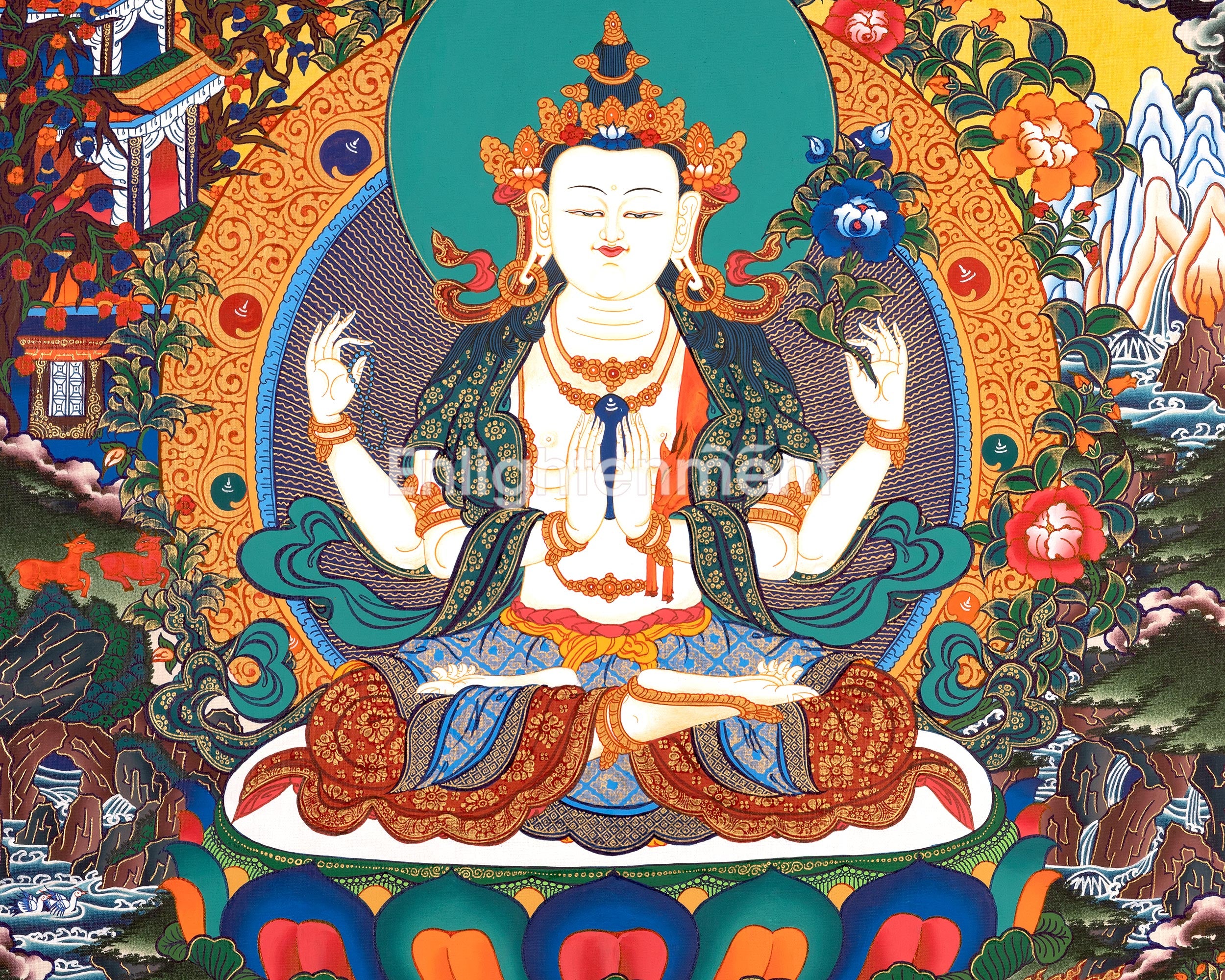 Female Bodhisattva, White Tara Artwork | Healing and Protection Deity