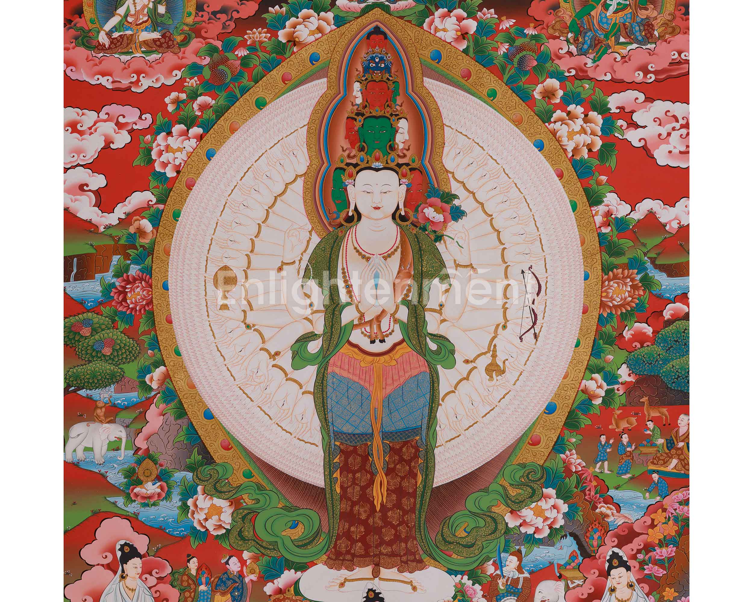 Tibetan Art of 1000 Armed Chenrezig | Compassion and Protection Deity