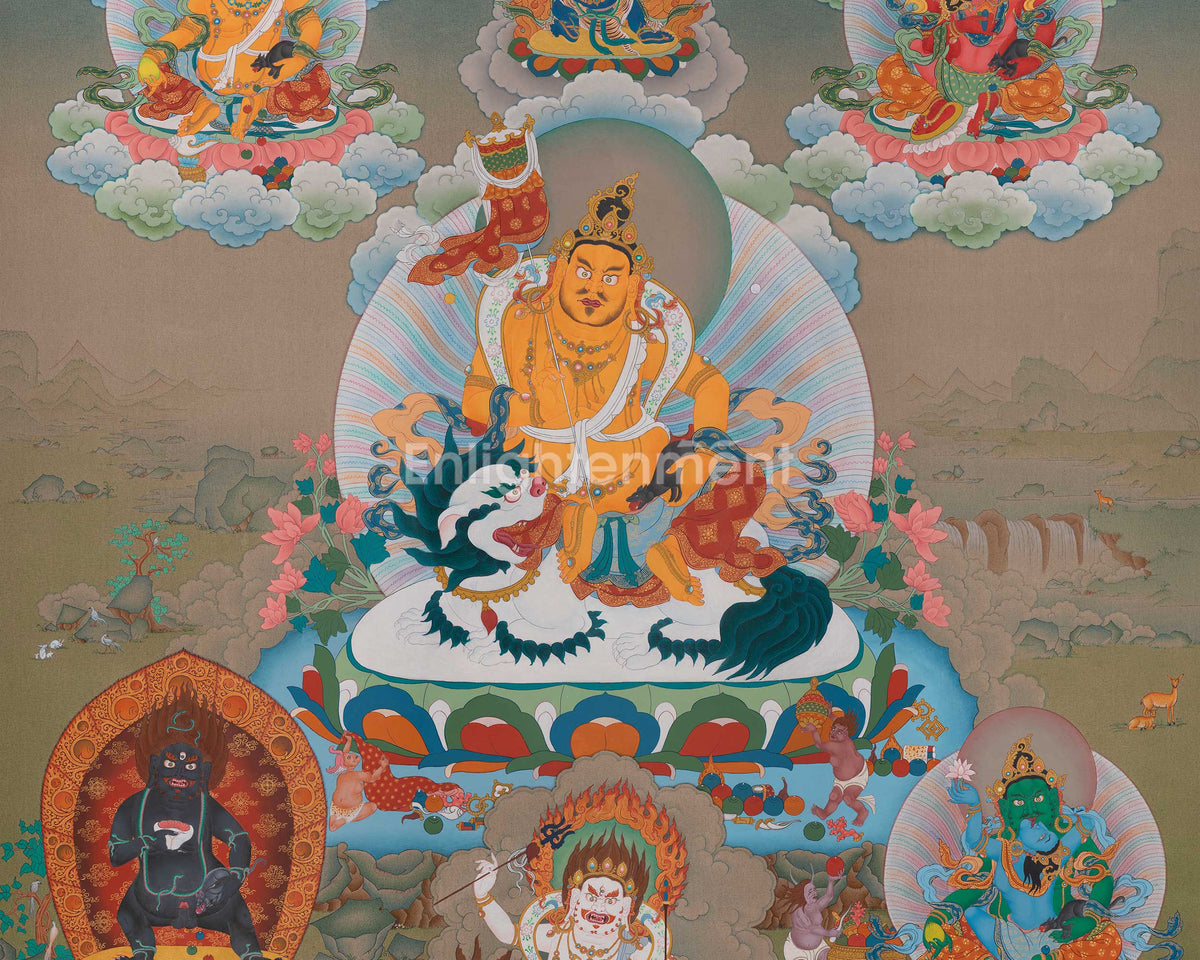 Namtoshe Buddhist Thangka | A Revered Guardian King | Deity of Abundance