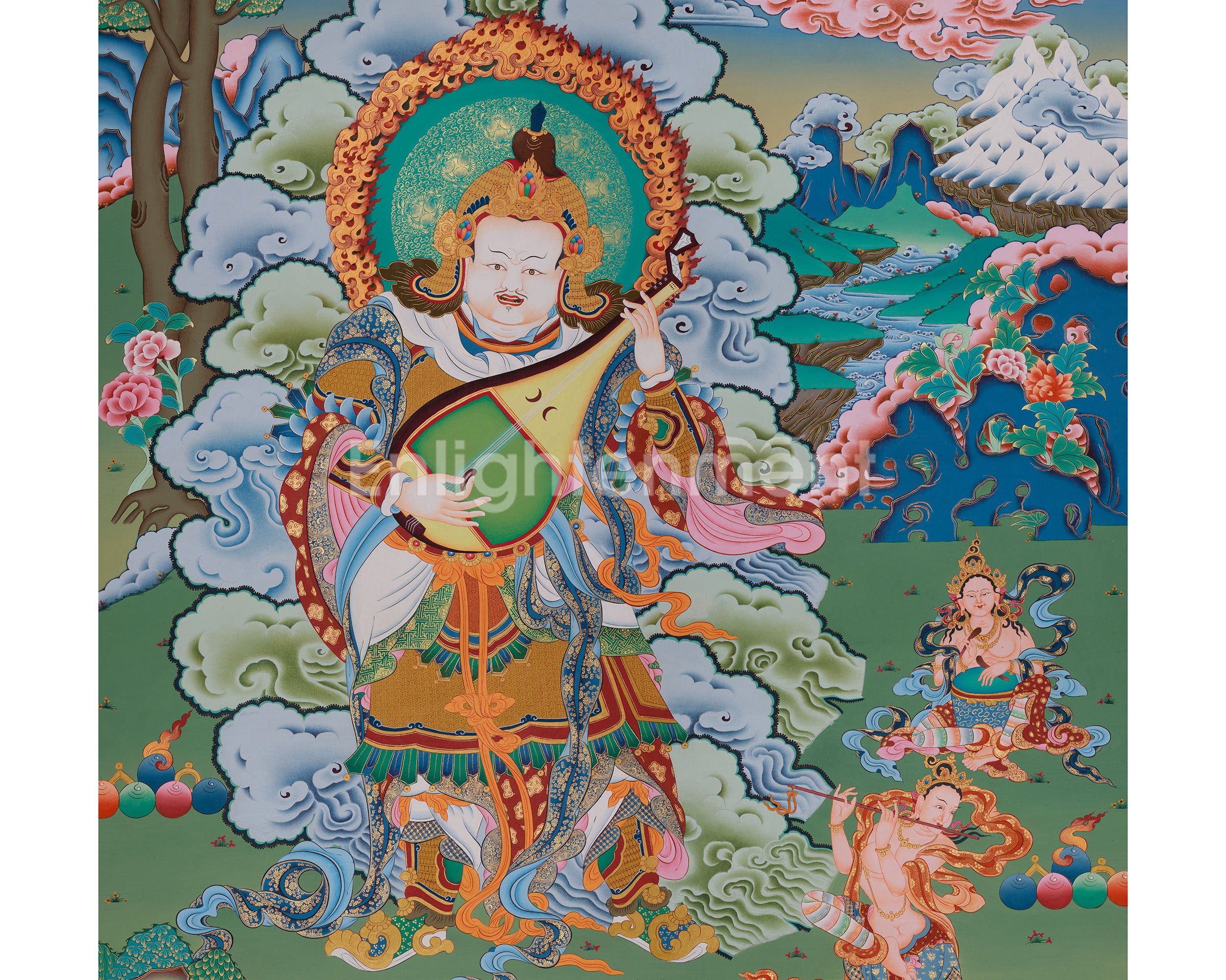 Sacred Thangka of Dhritarashtra | Heavenly King of the East