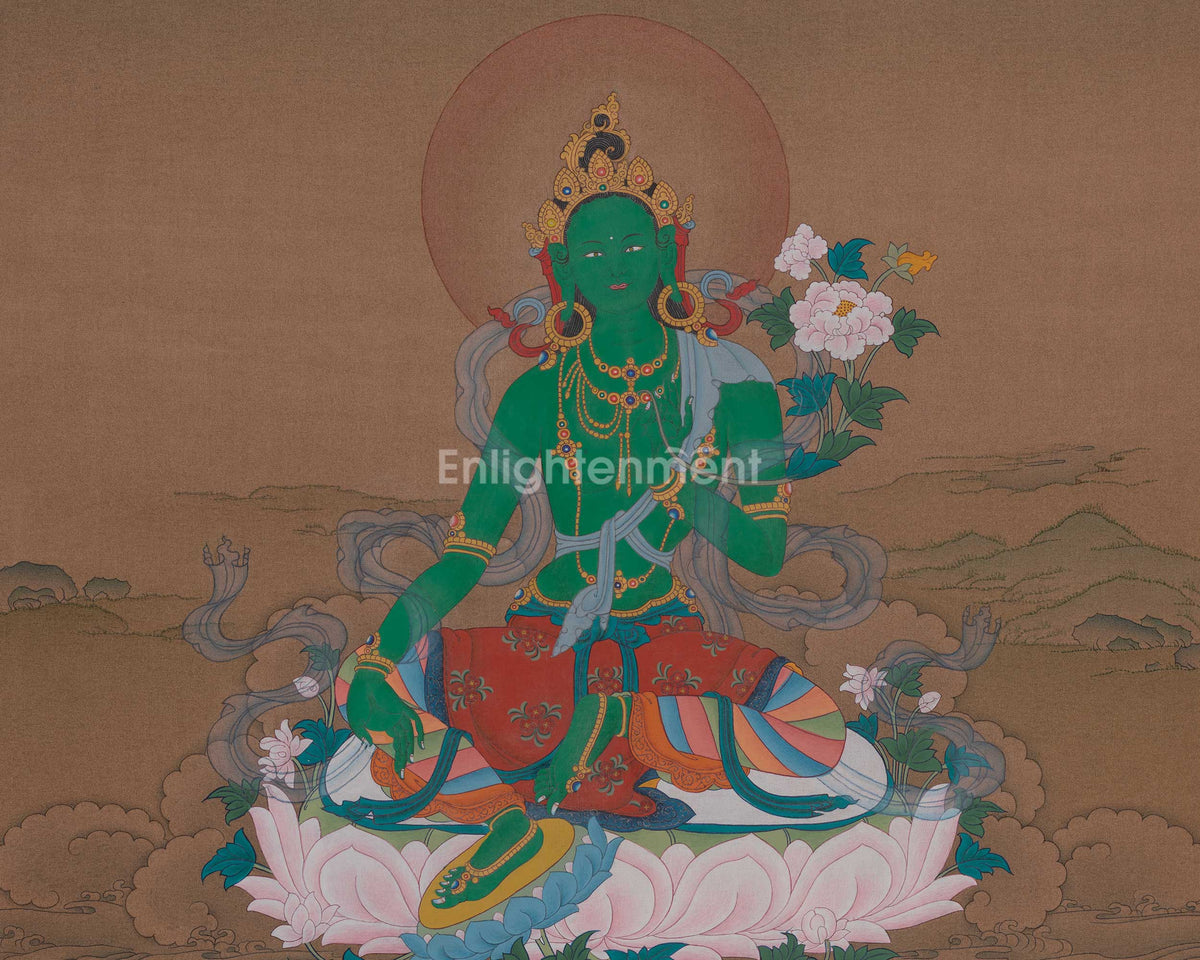 Green Tara Buddhist Painting | Shyama Tara | Protection Deity