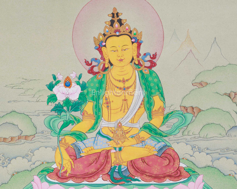 Small Ksitigarbha Thangka | Earth Treasury Bodhisattva | Protector & Liberator