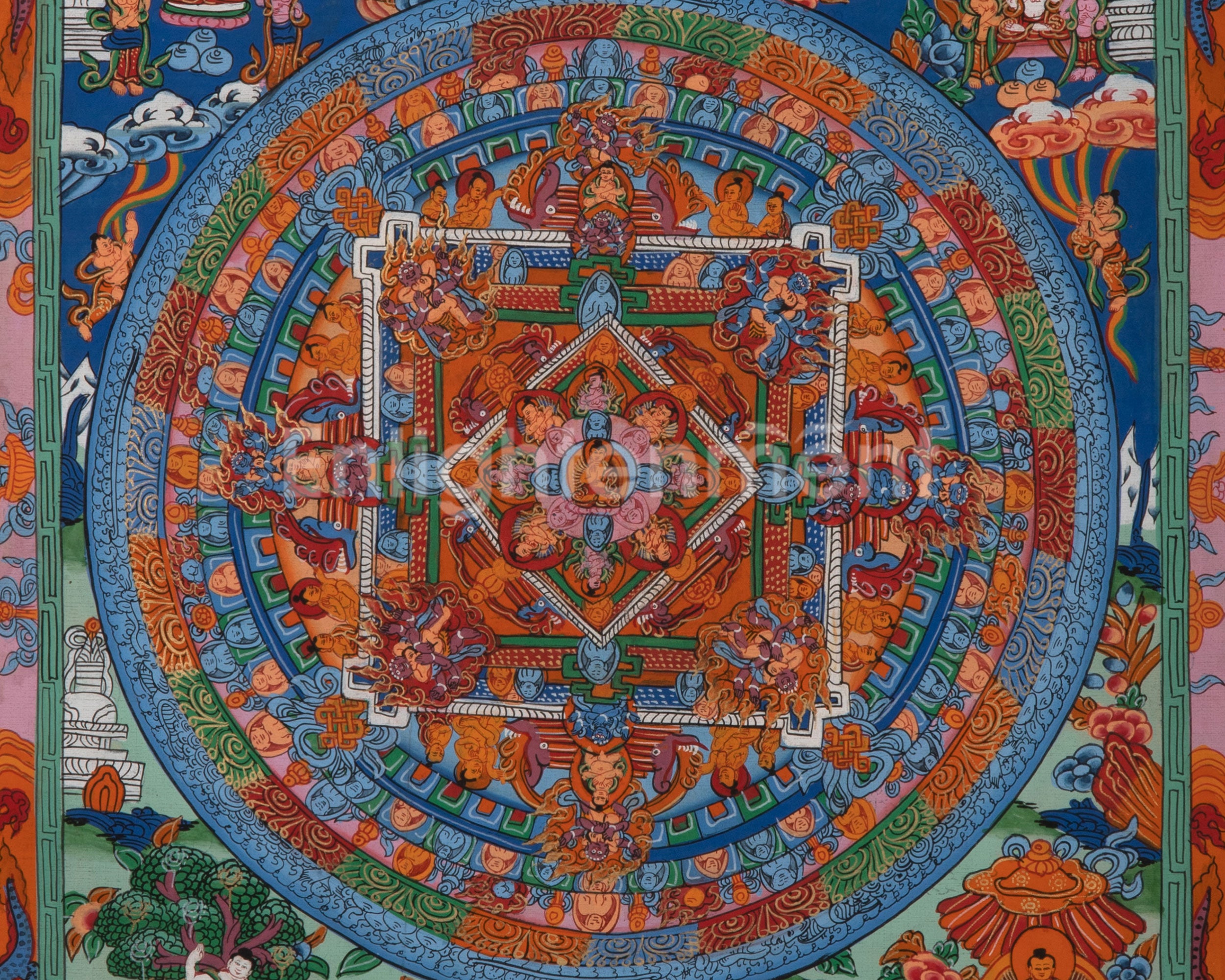 Meditation Mandala Thangka | Hand-Painted Buddha Mandala
