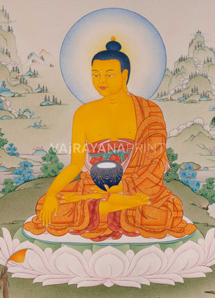 Siddhartha Gautama Digital Print Artwork | Buddha Shakyamuni on Canvas | Thangka Print for Spiritual Awakening