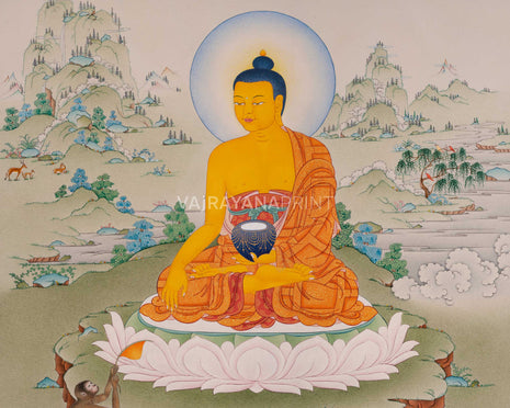 Siddhartha Gautama Digital Print Artwork | Buddha Shakyamuni on Canvas | Thangka Print for Spiritual Awakening