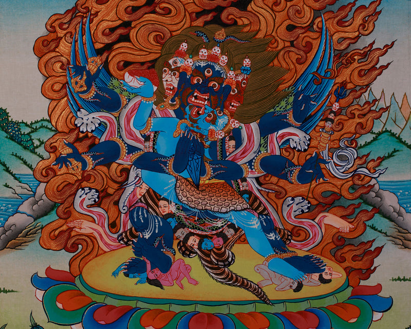 Vajrakilaya Yab Yum Thangka | Tantric Union of Power & Compassion