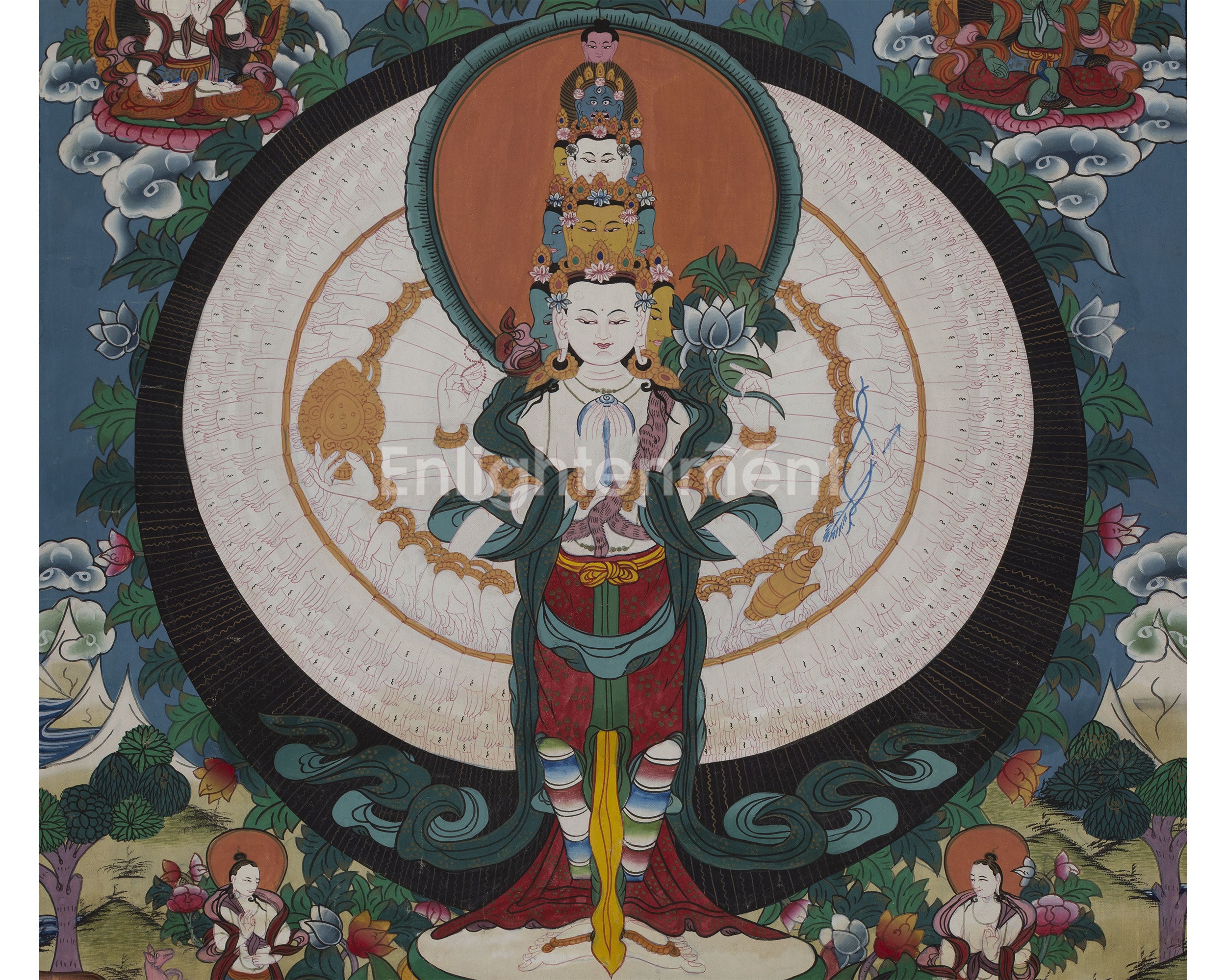 Vintage Thousand Armed Avalokiteshvara Thangka | BROCADE MOUNTED