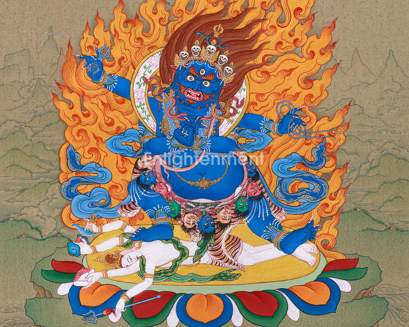 Bhutadamara Bodhisattva Thangka | Tibetan Artwork in Natural Stone Hues