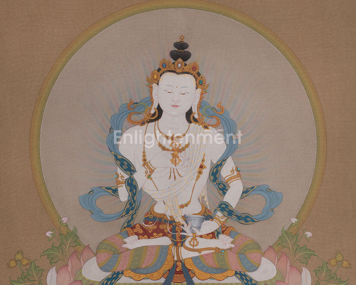 Vajrasattva Buddhist Painting | Dorje Sempa of Inner Cleansing and Purification Art