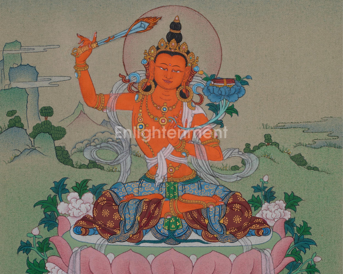 Manjushri Tibetan Sacred Art | Bodhisattva of Transcendent Wisdom