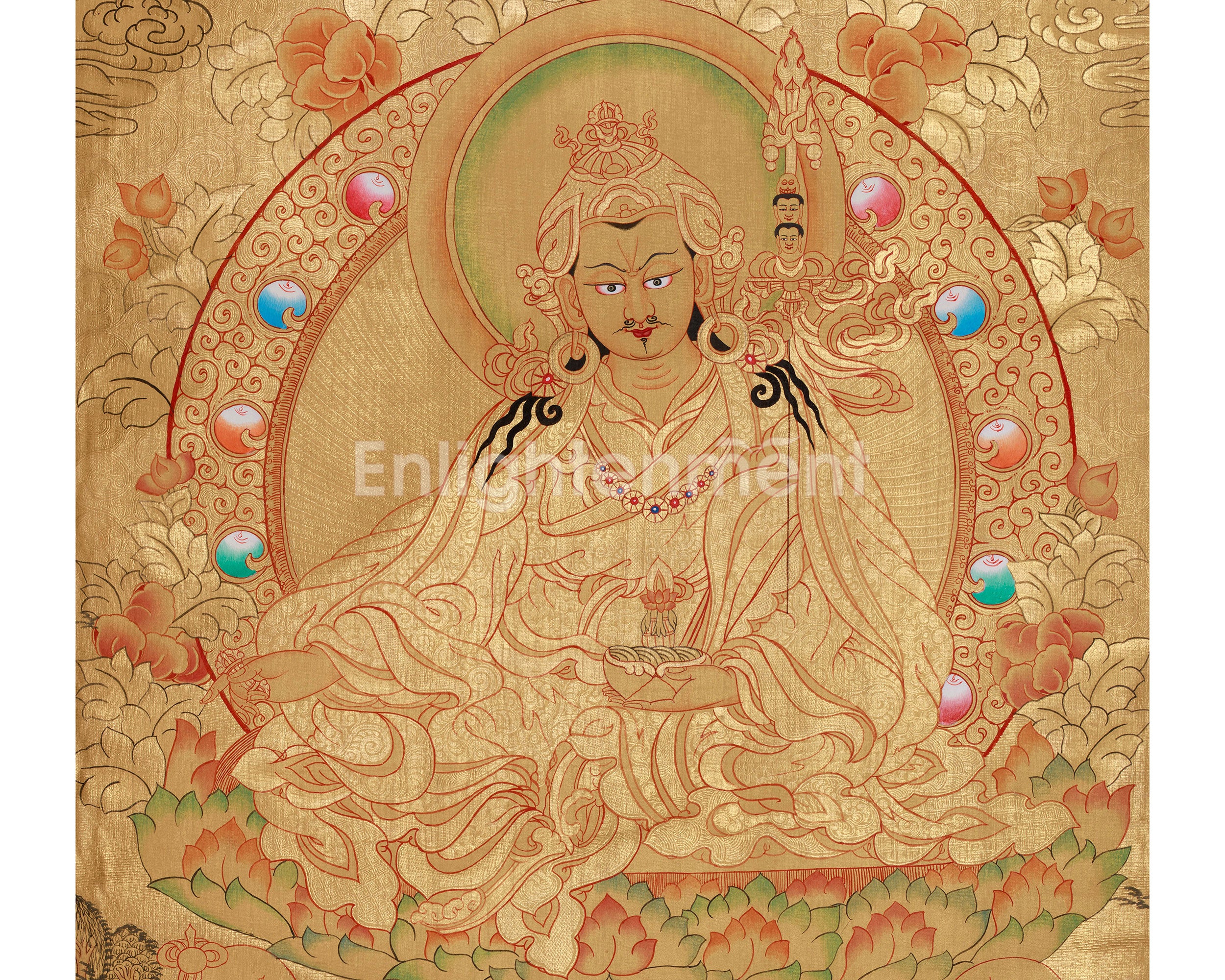 Guru Rinpoche Vajrayana Buddhist Art for Wisdom and Protection | Sacred Padmasambhava Thangka Painting