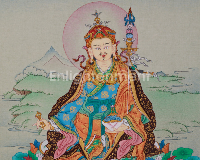 Lotus Born Buddha, Guru Rinpoche Thangka | Hand-Painted Padmasambhava Art