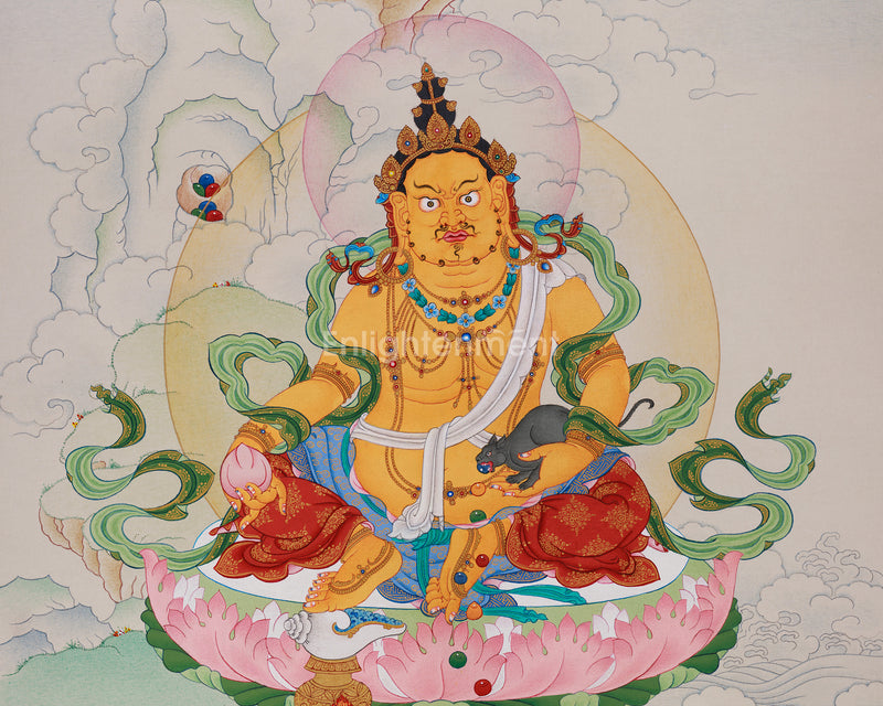 Tibetan Wealth Deity Thangka | Hand-Painted Art for Prosperity and Abundance