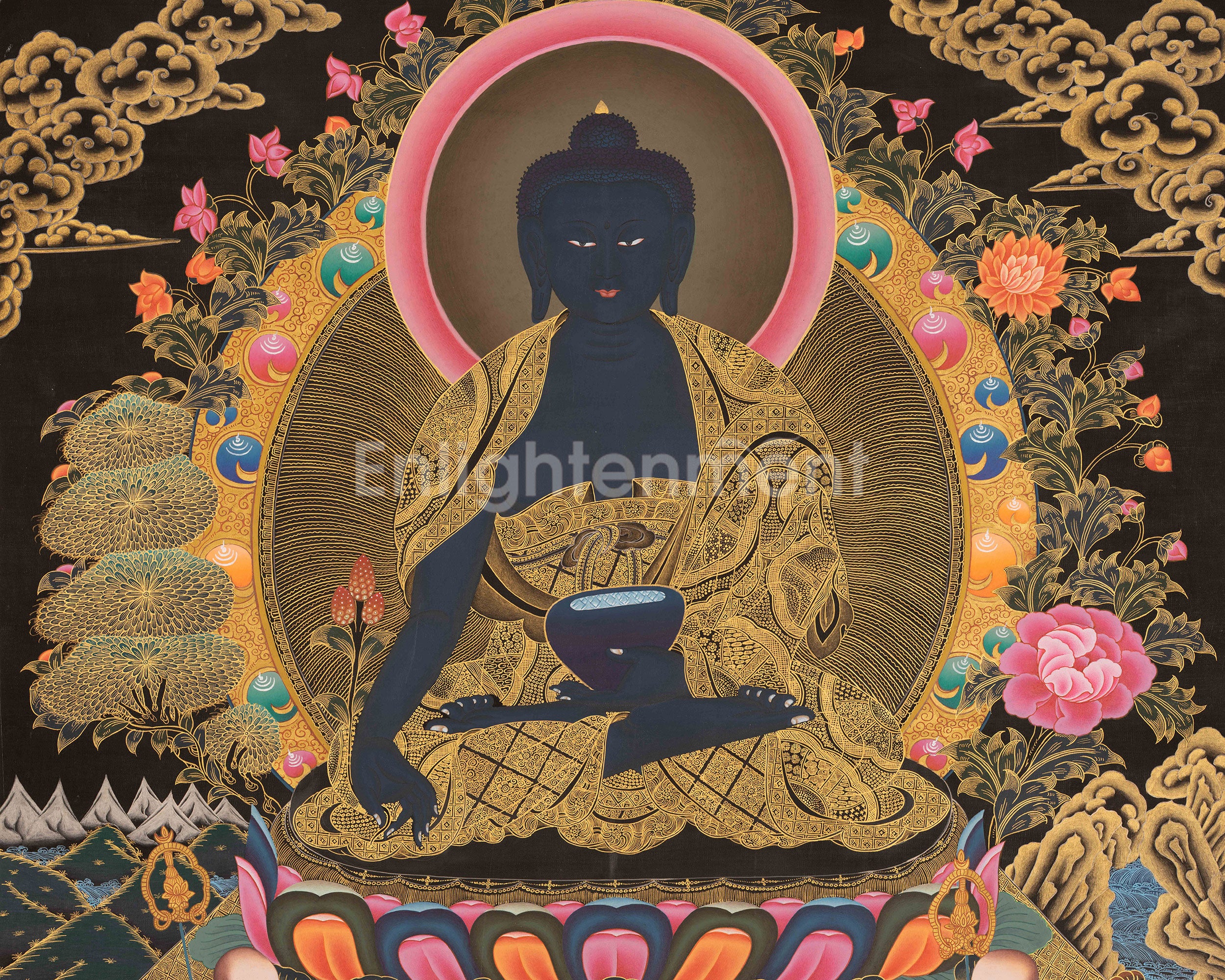 Blue Medicine Buddha Artwork | Spiritual Symbol of Healing Energy