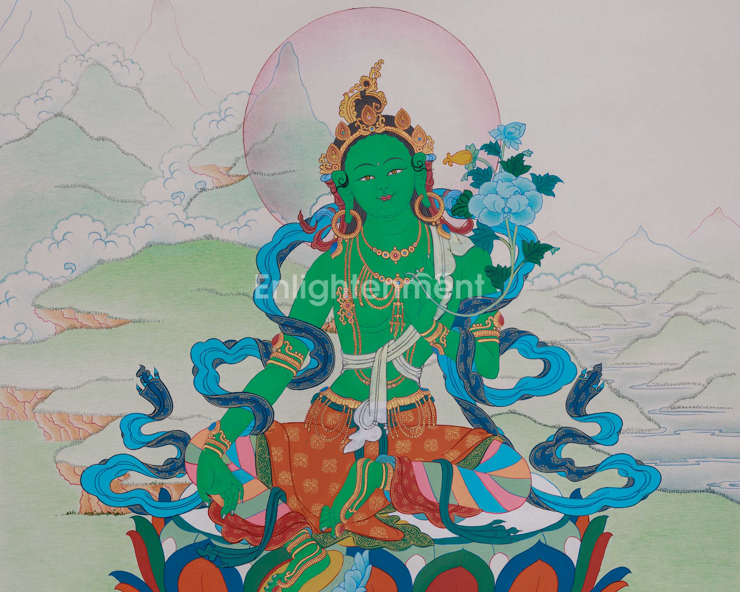 Green Tara, Goddess of Compassion Thangka | Protector and Healer Deity