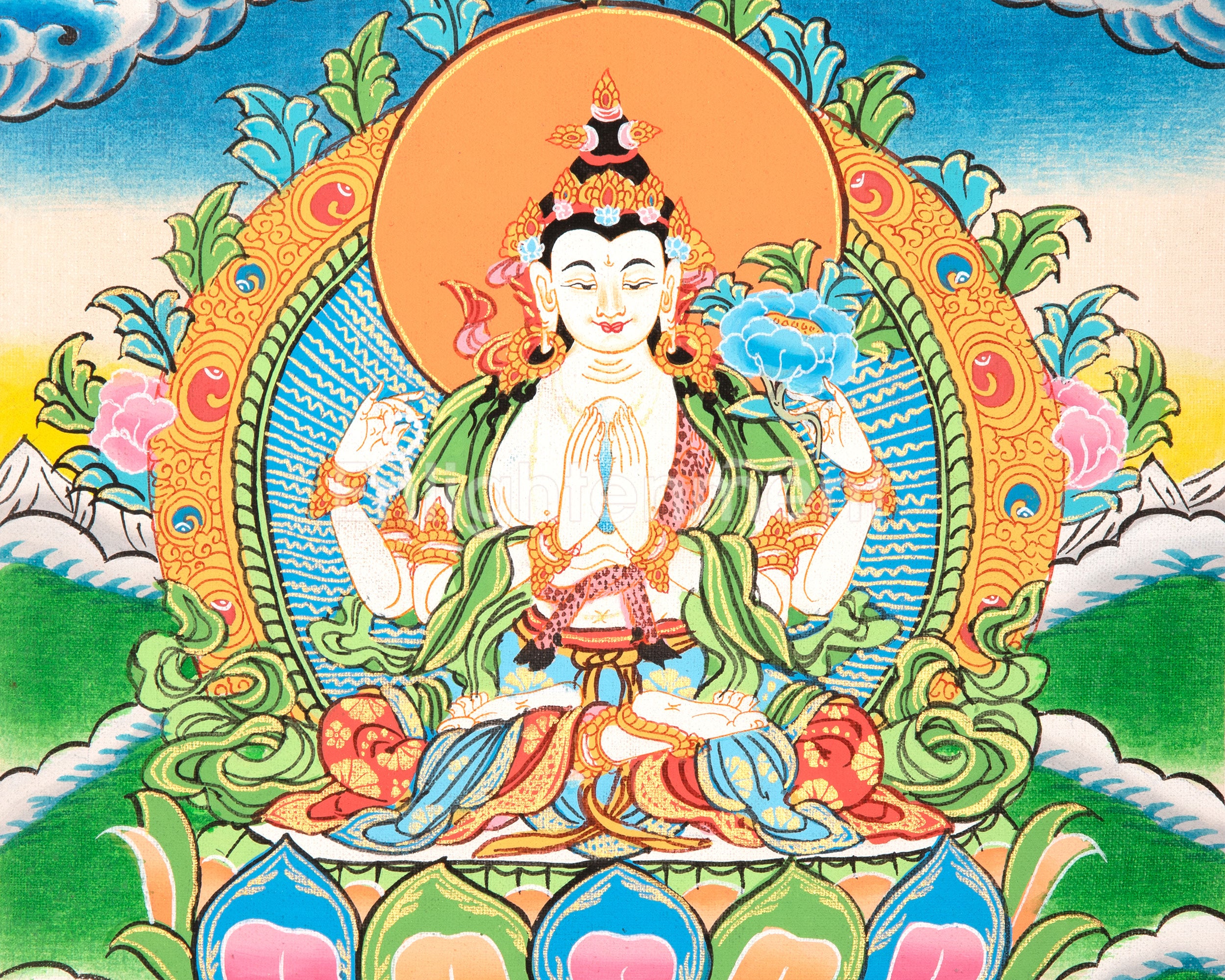 Chenrezig Thangka | Sacred Thangka Painting for Meditation and Good Luck