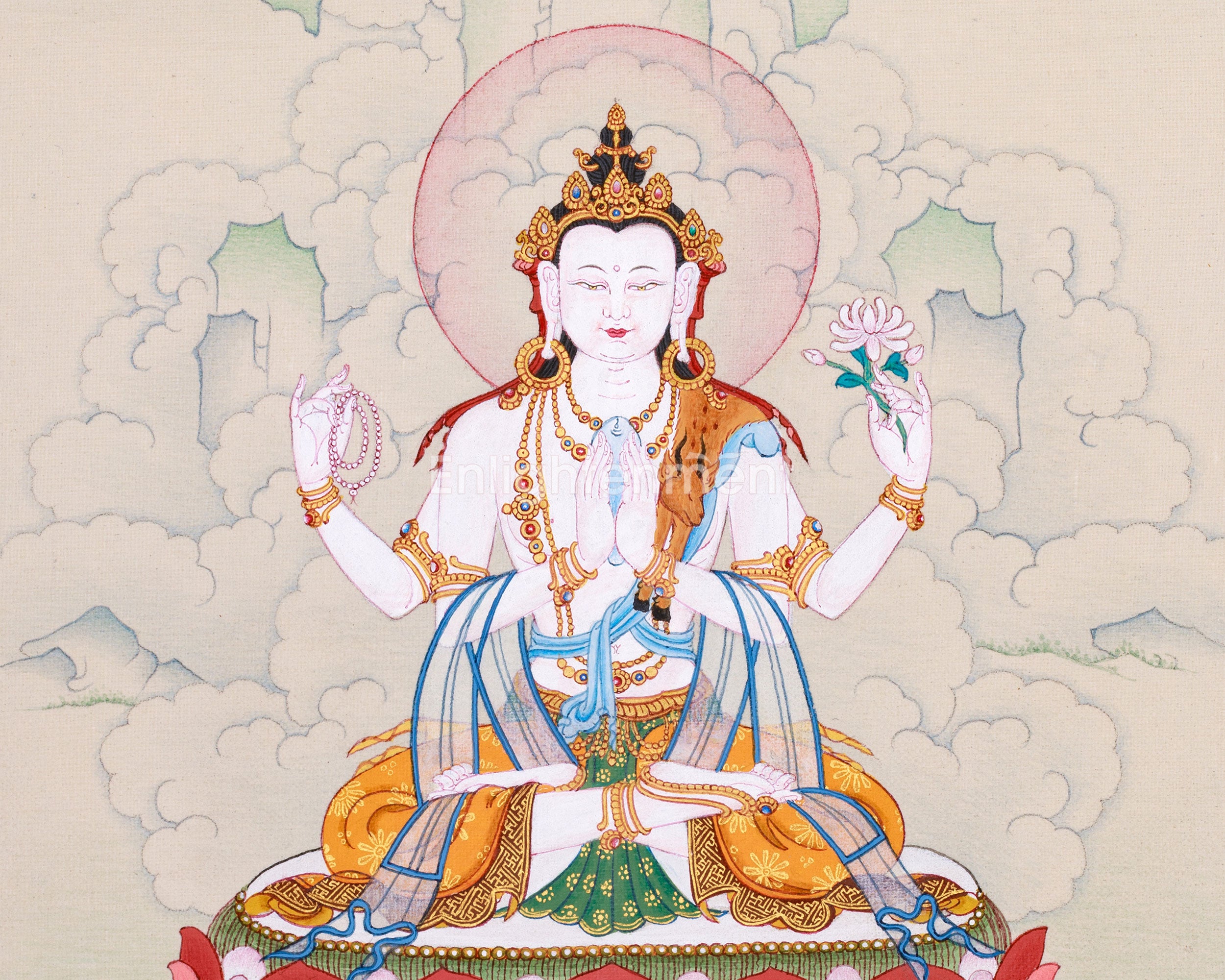 Small Chenresig Handpainted Thangka
