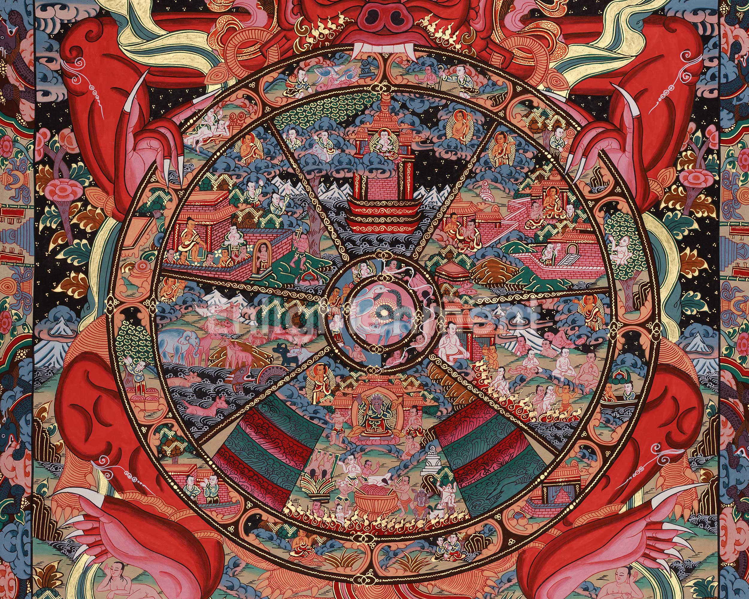 Tibetan Thangka of the Wheel of Life | Sacred Artwork